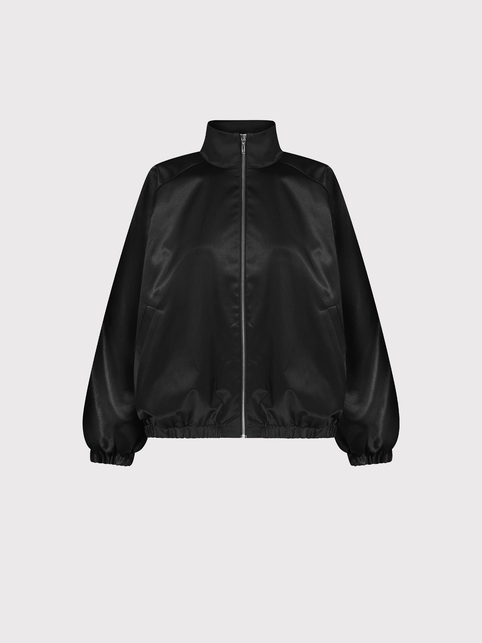 Black oversized stand collar jacket