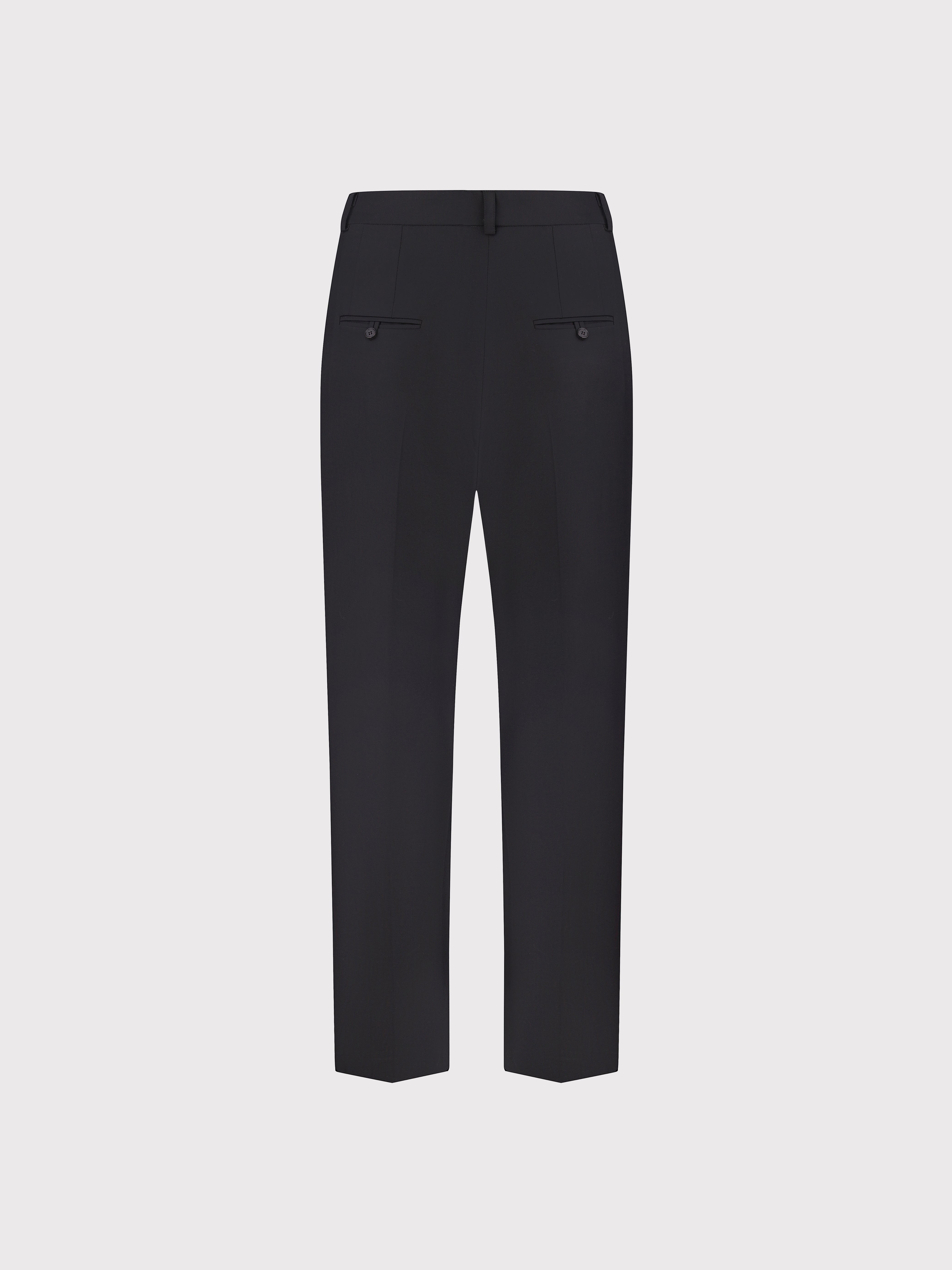 BLACK BLEND WOOL TROUSERS