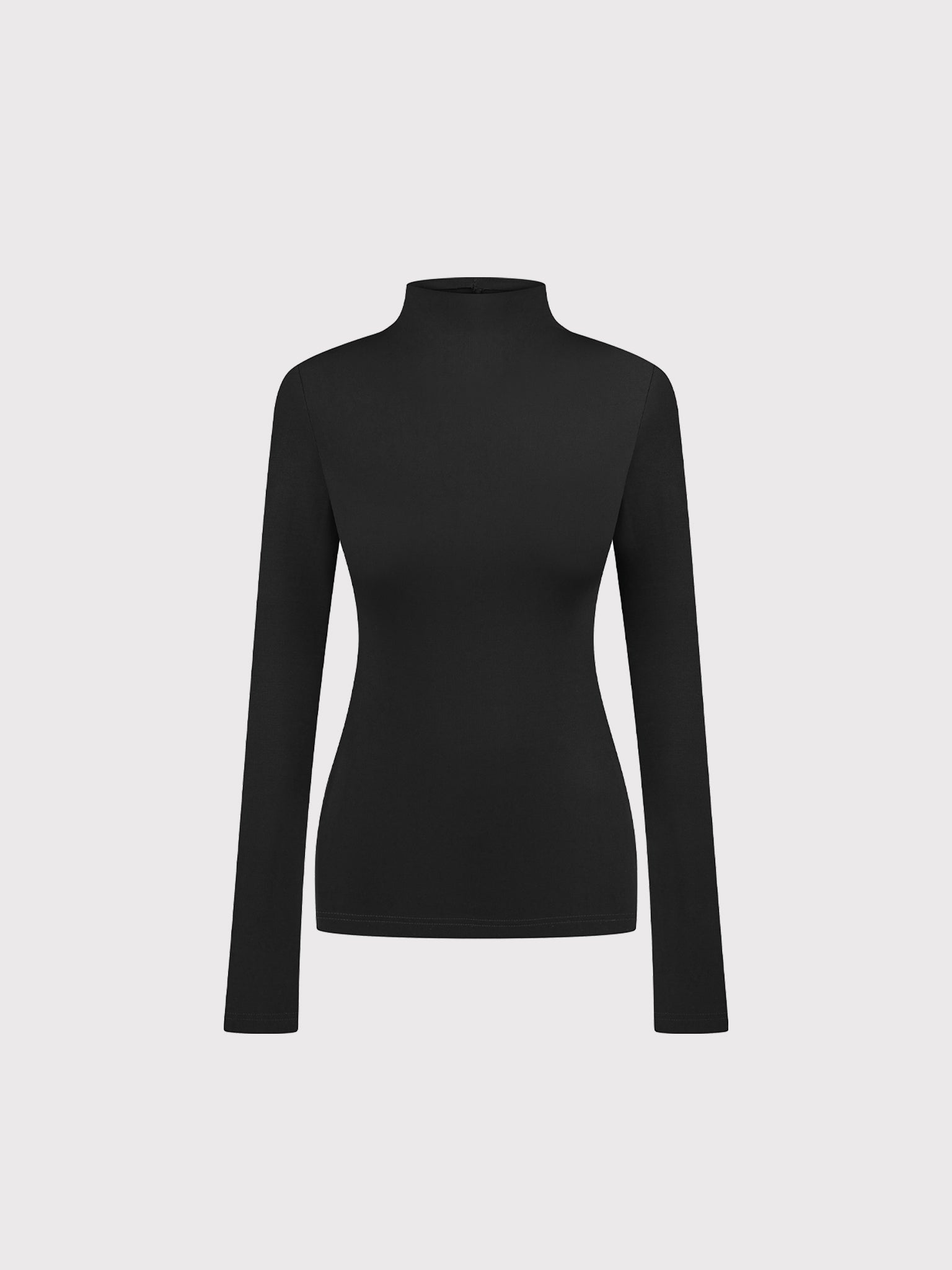 BLACK MOCK NECK TOP