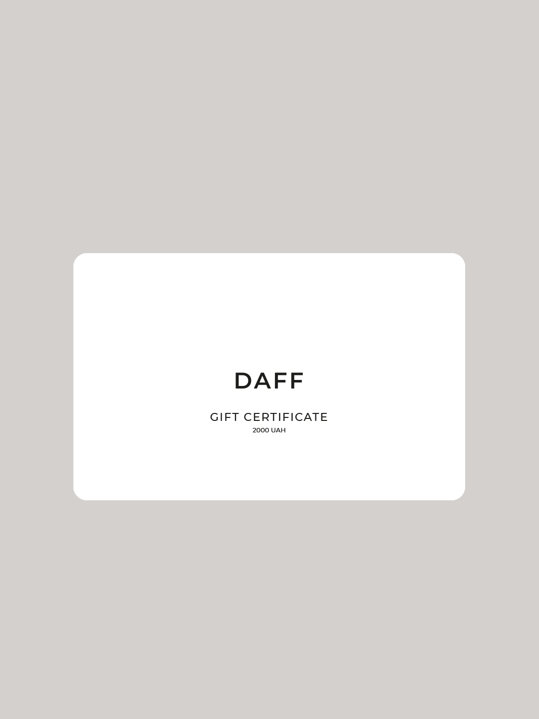 DAFF GIFT CERTIFICATE