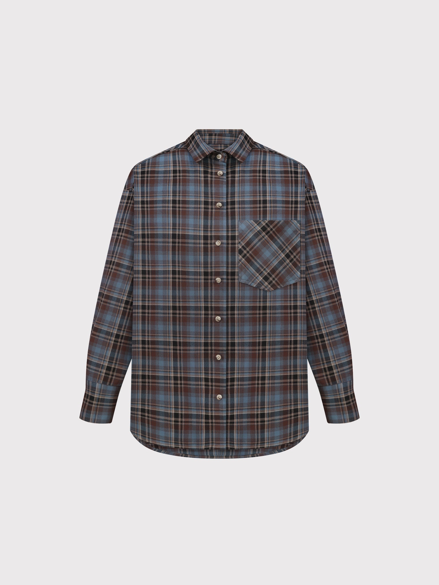 Chocolate-blue check shirt