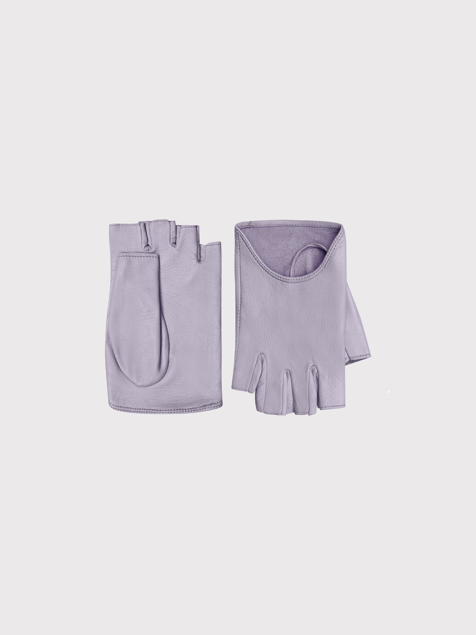 Lilac leather fingerless gloves