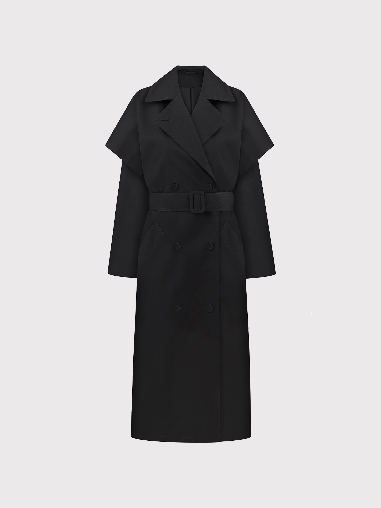 Black double sleeve trench coat