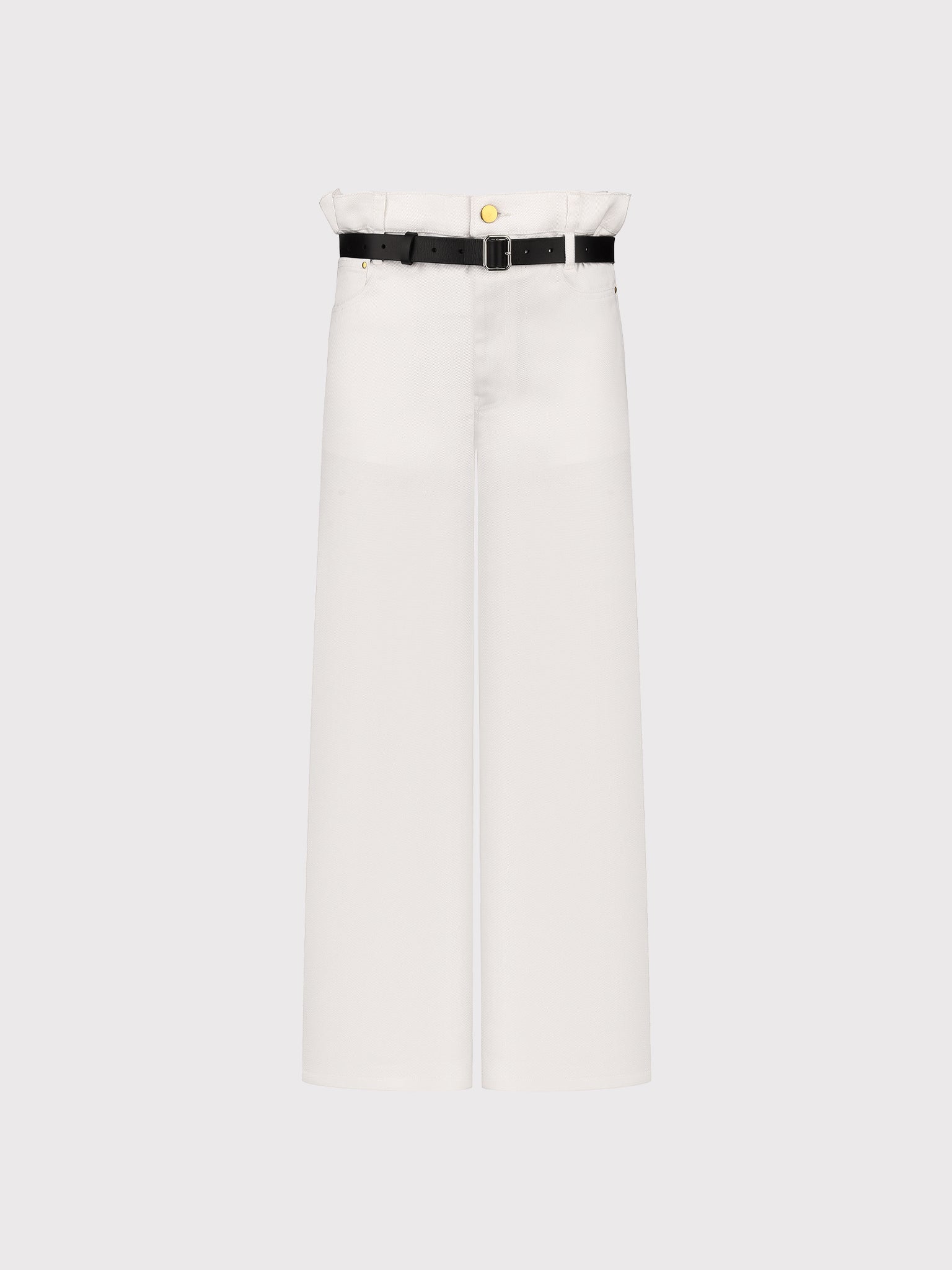 White paperbag waist jeans