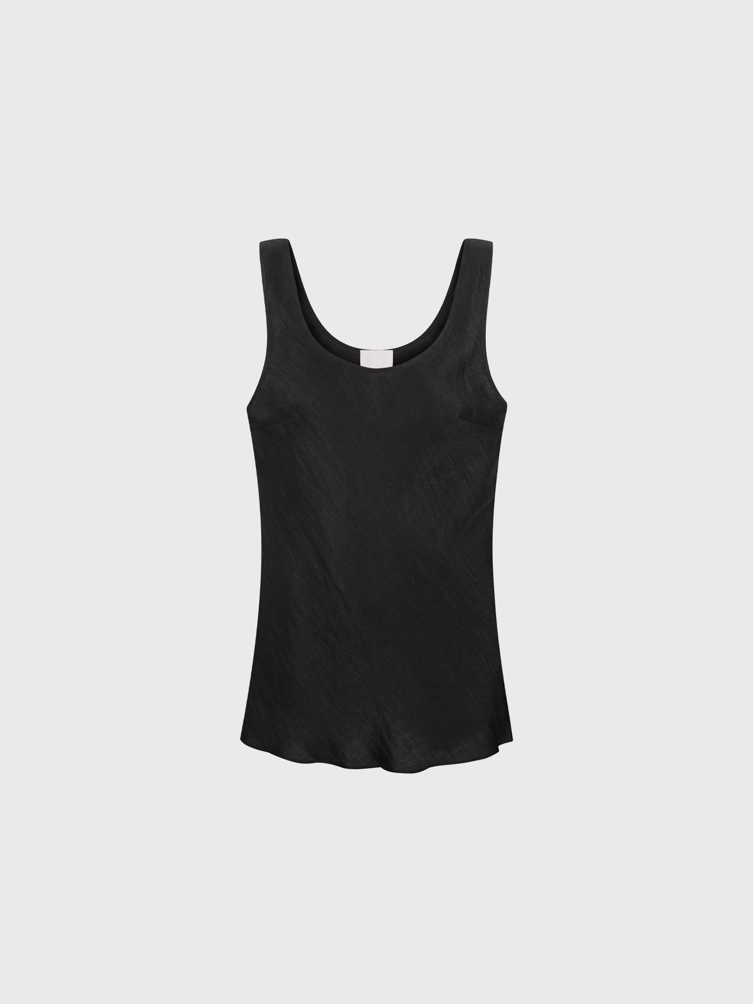 BLACK LINEN OBLIQUE TOP