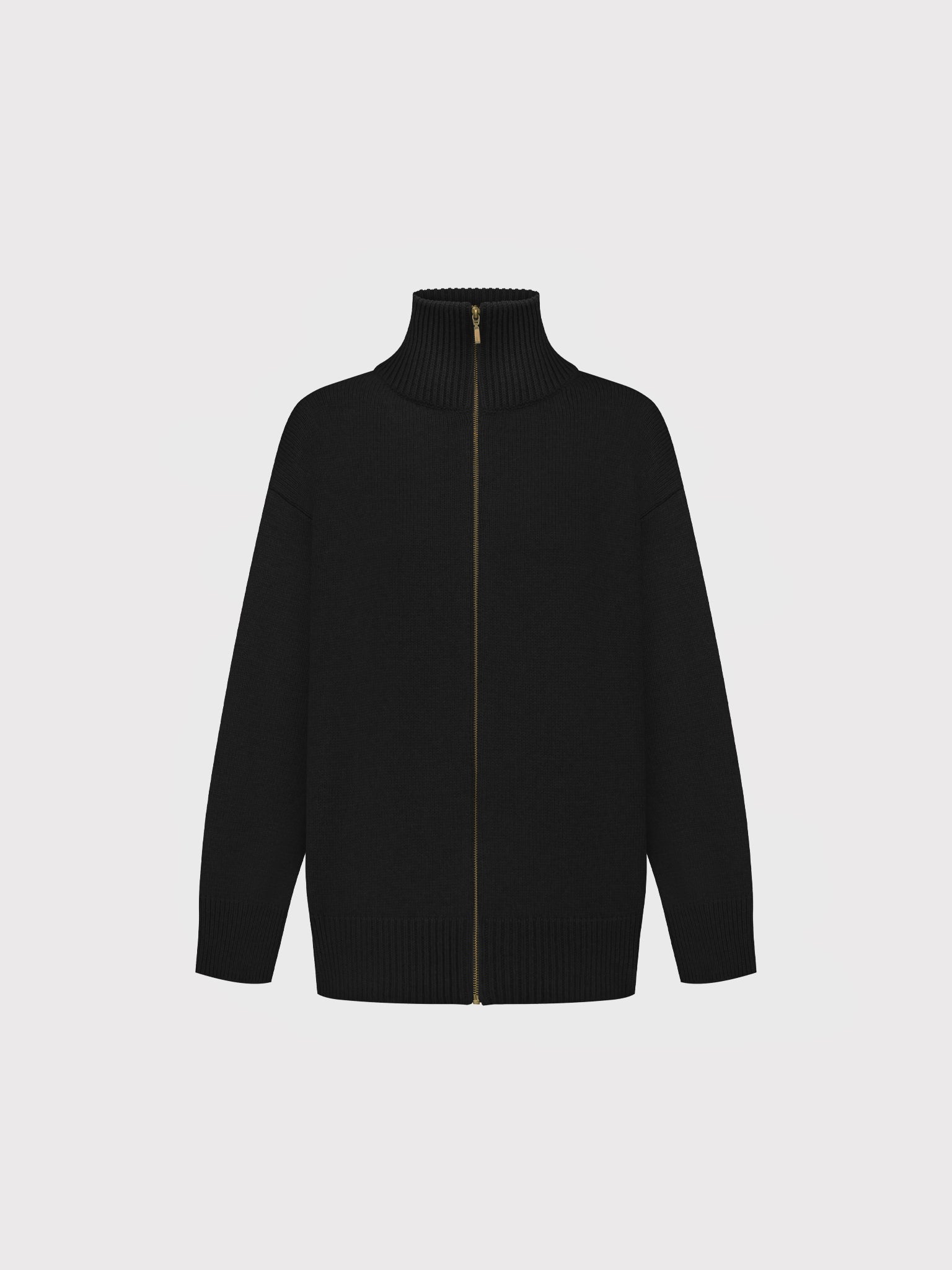 Black zip-up sweater