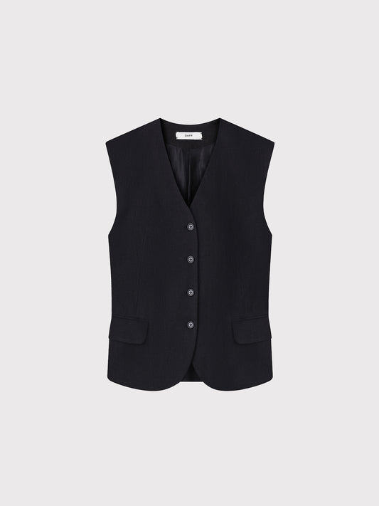 BLACK LINEN WAISTCOAT