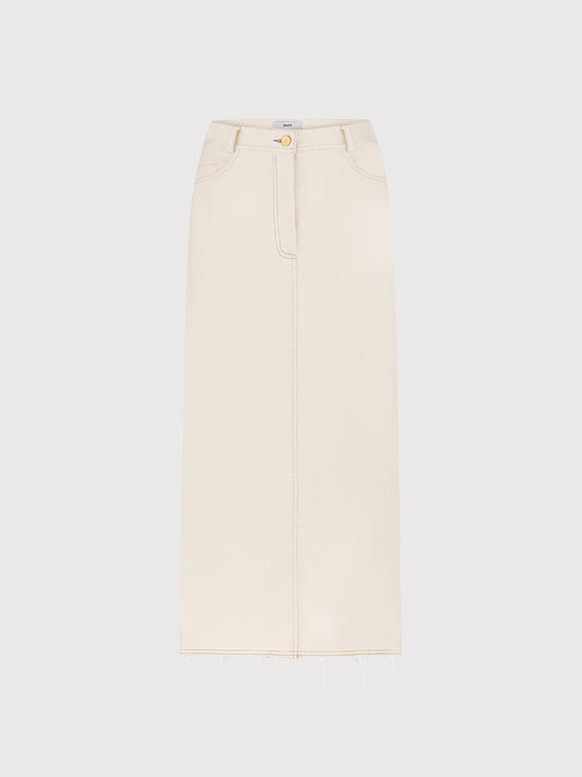 CREAM DENIM PENCIL SKIRT