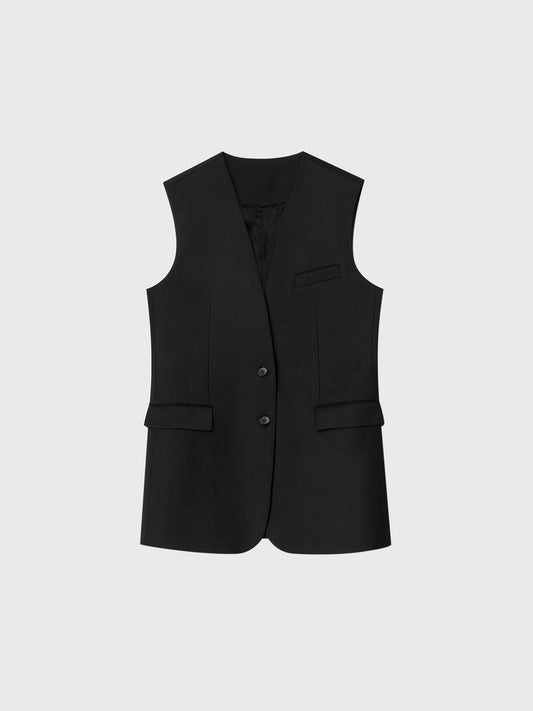 BLACK LINEN OVERSIZED WAISTCOAT