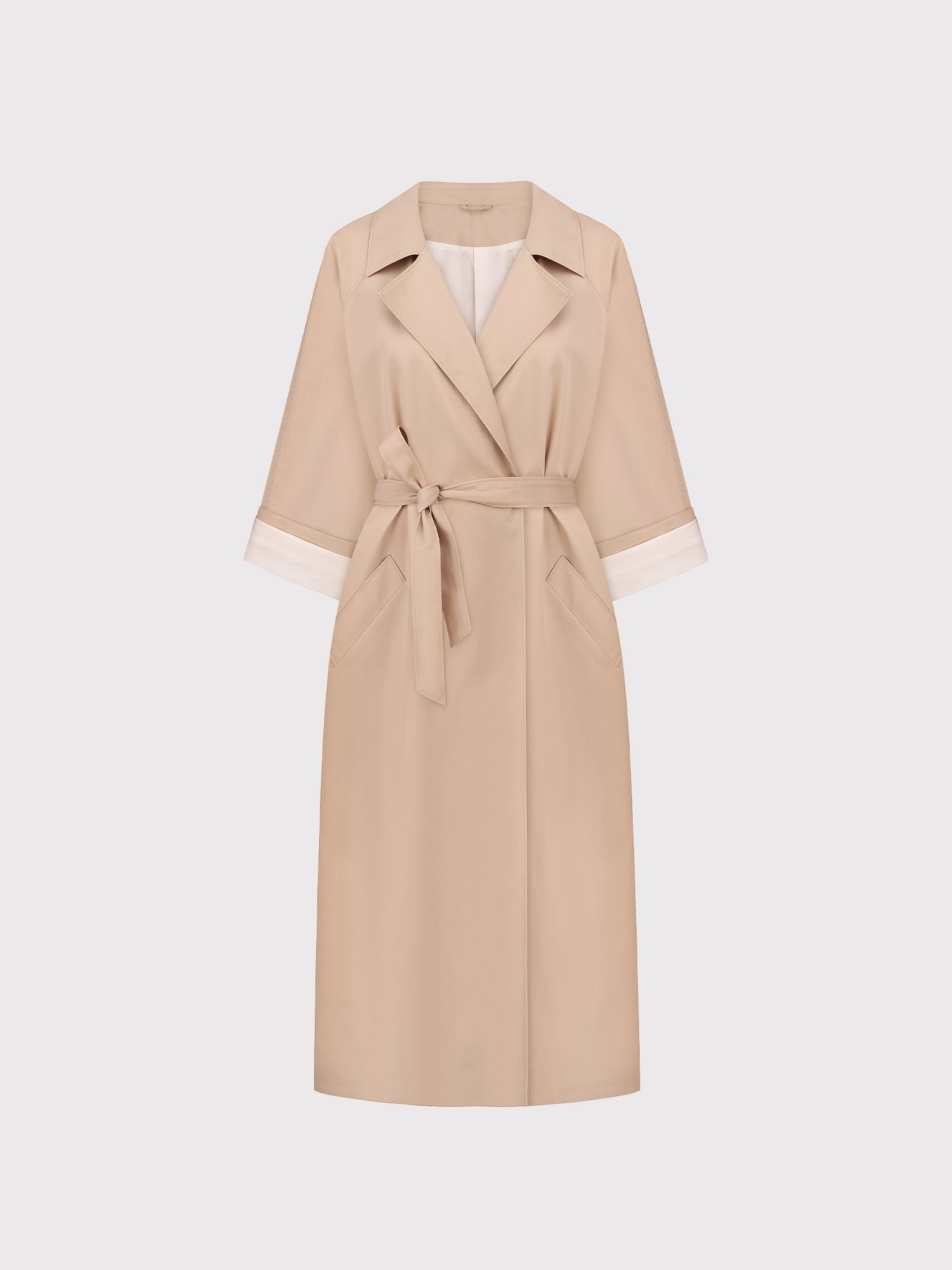 Beige summer trench coat