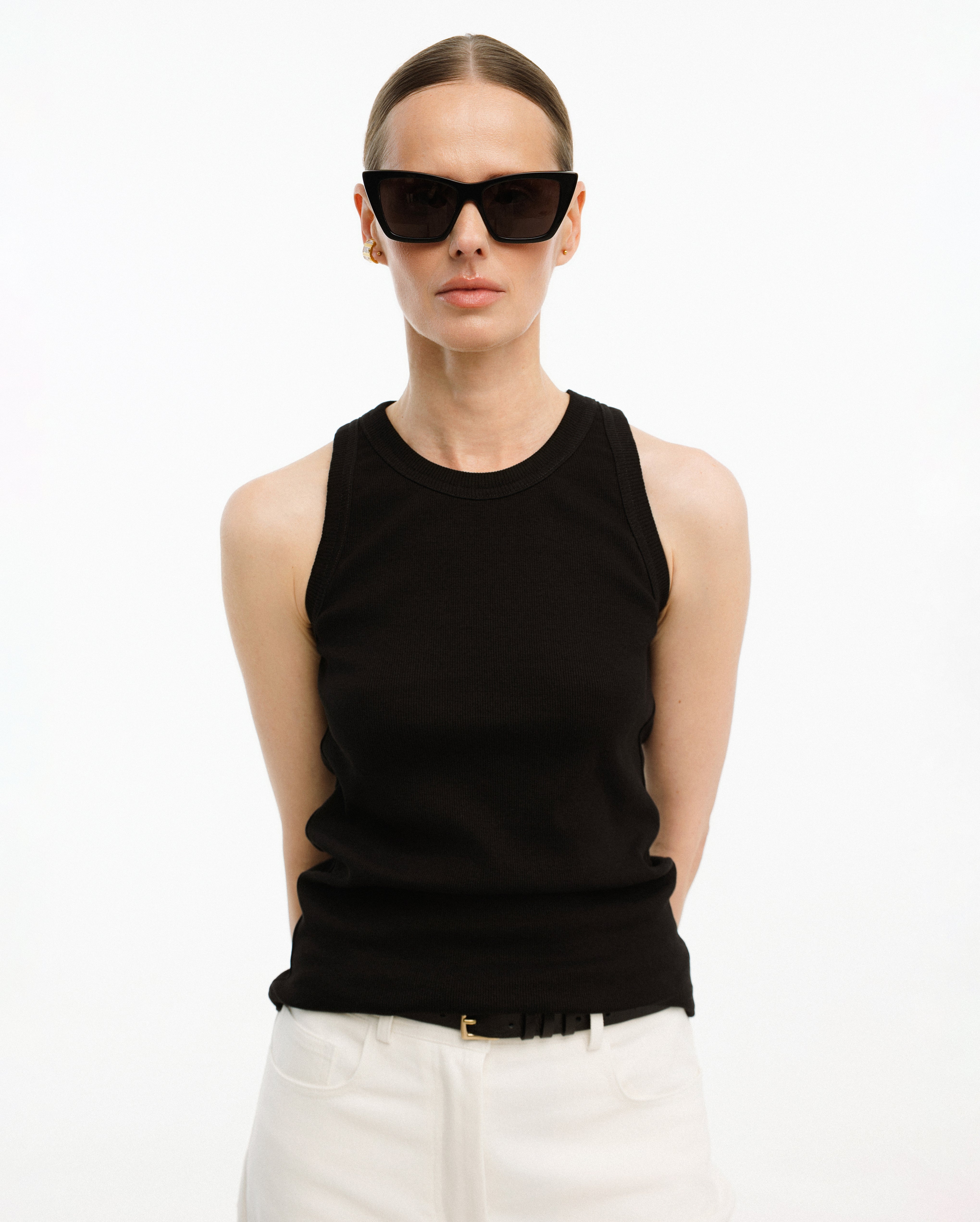BLACK COTTON TANK TOP