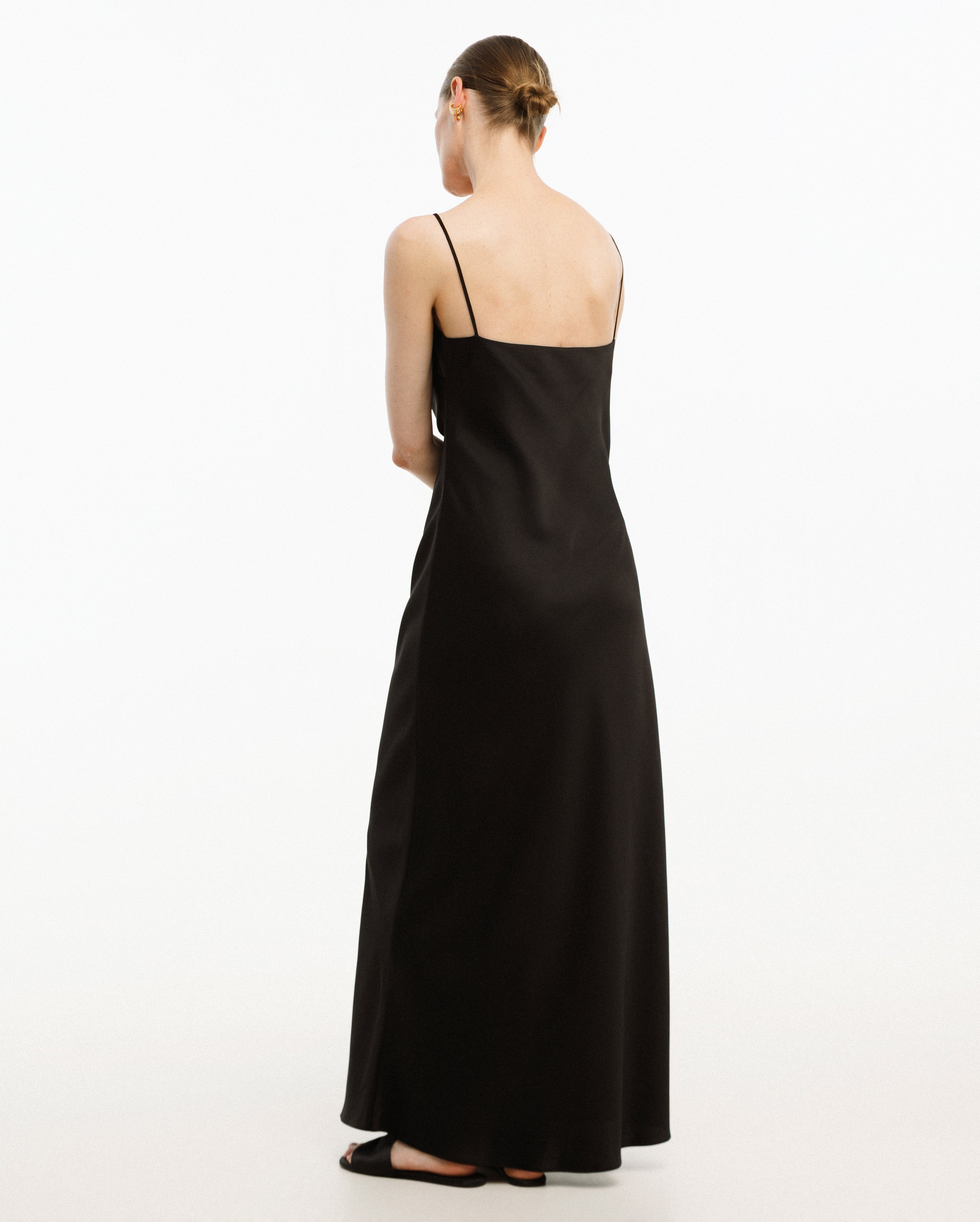 BLACK SATIN SLIP DRESS