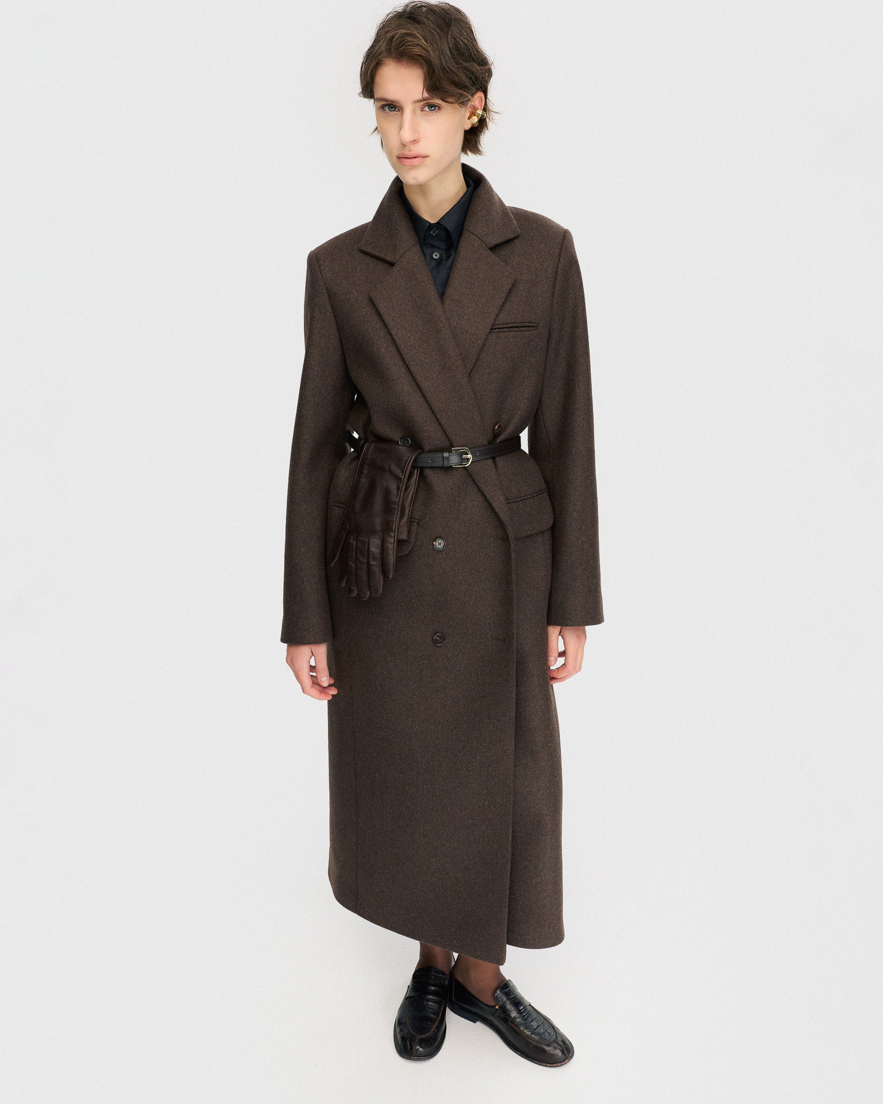 Brown double-breasted coat