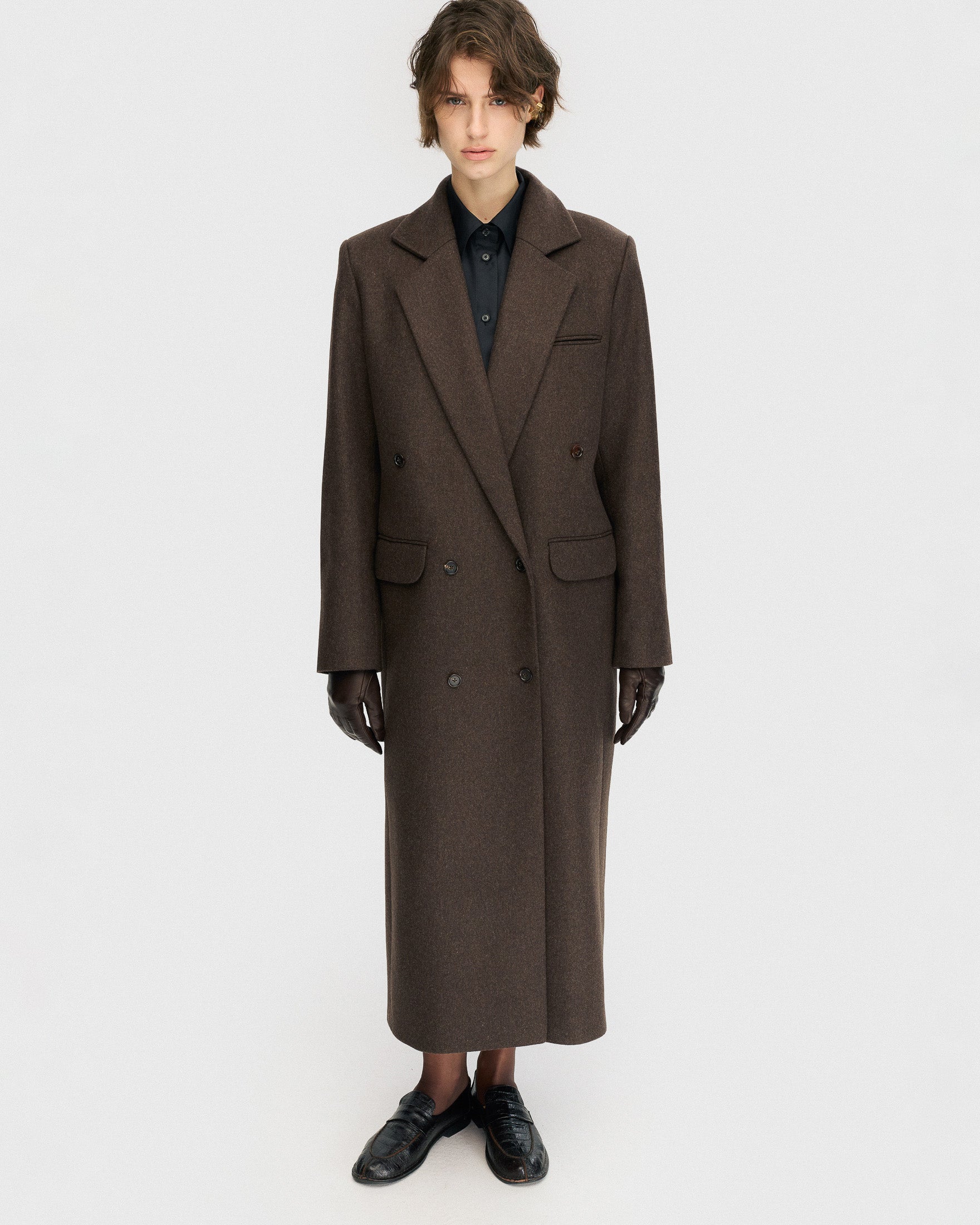 Brown double-breasted coat