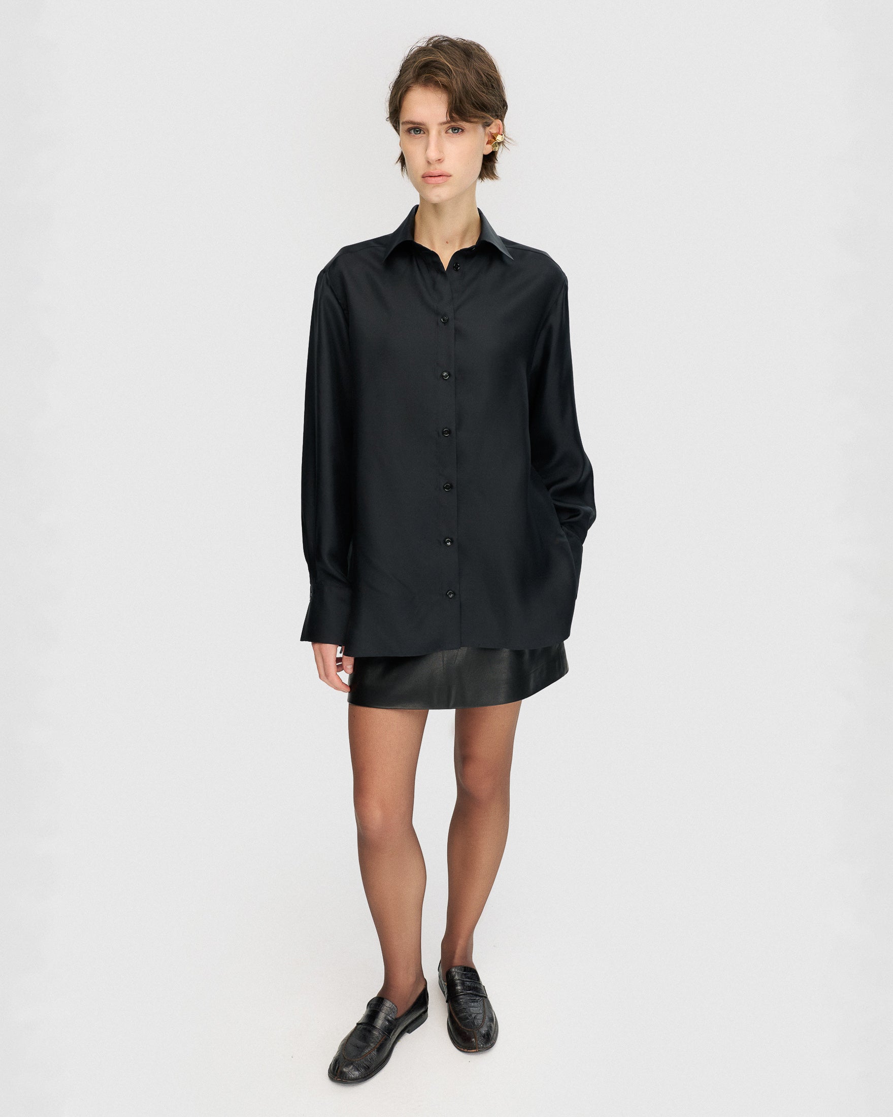 Black silk blouse