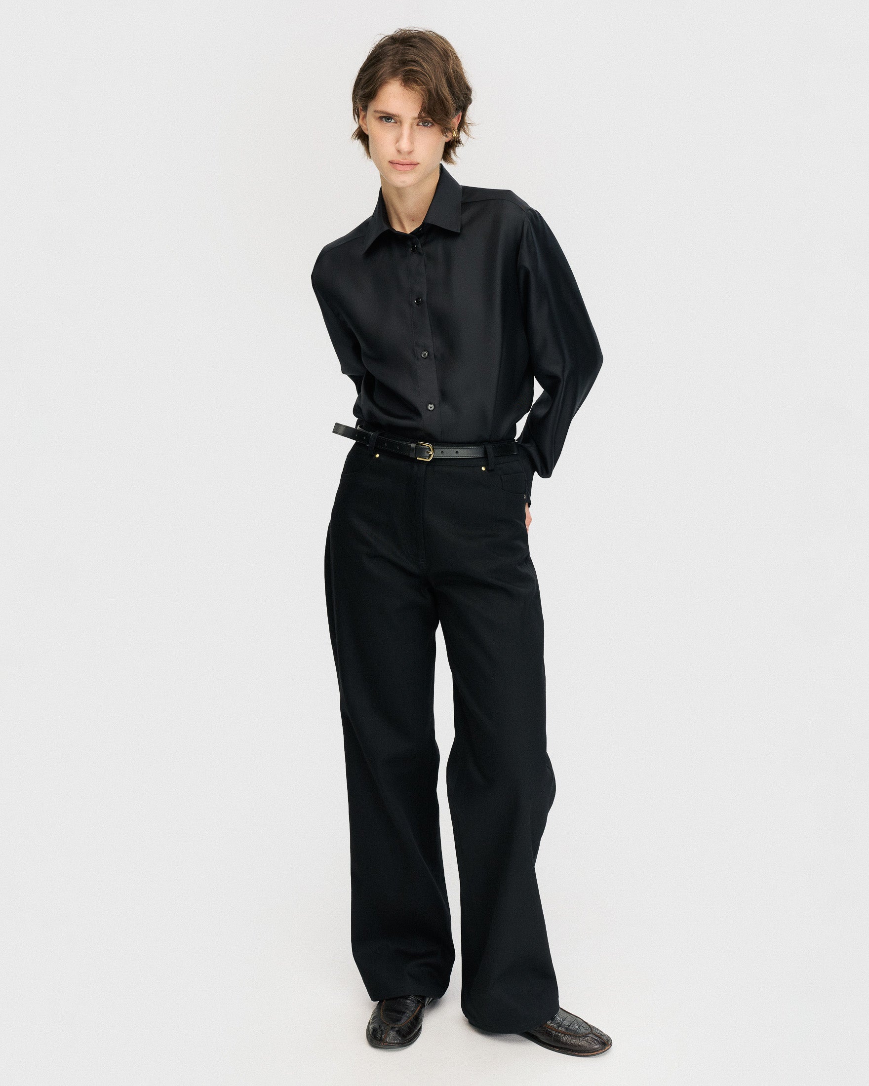 Black silk blouse