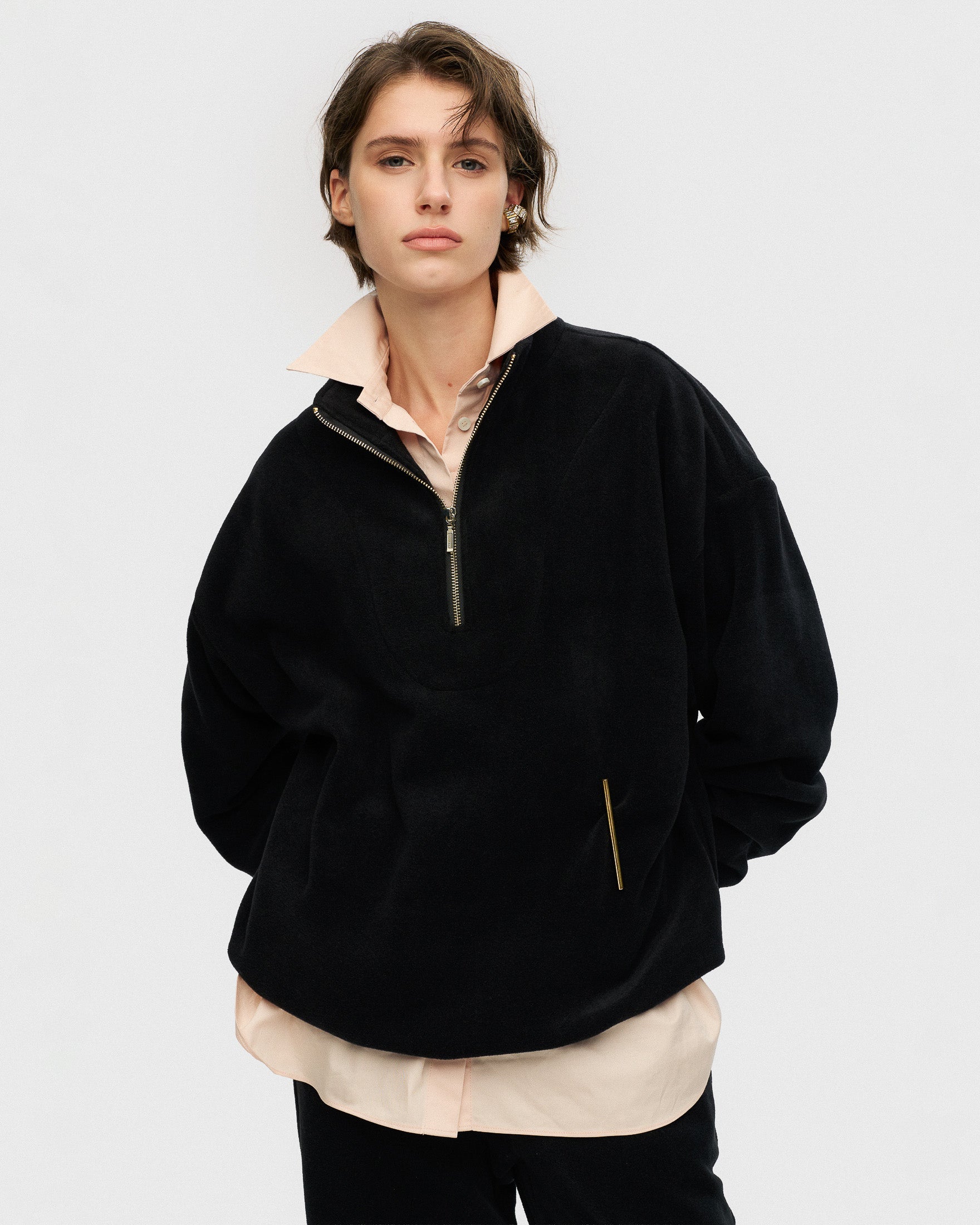Black fleece anorak
