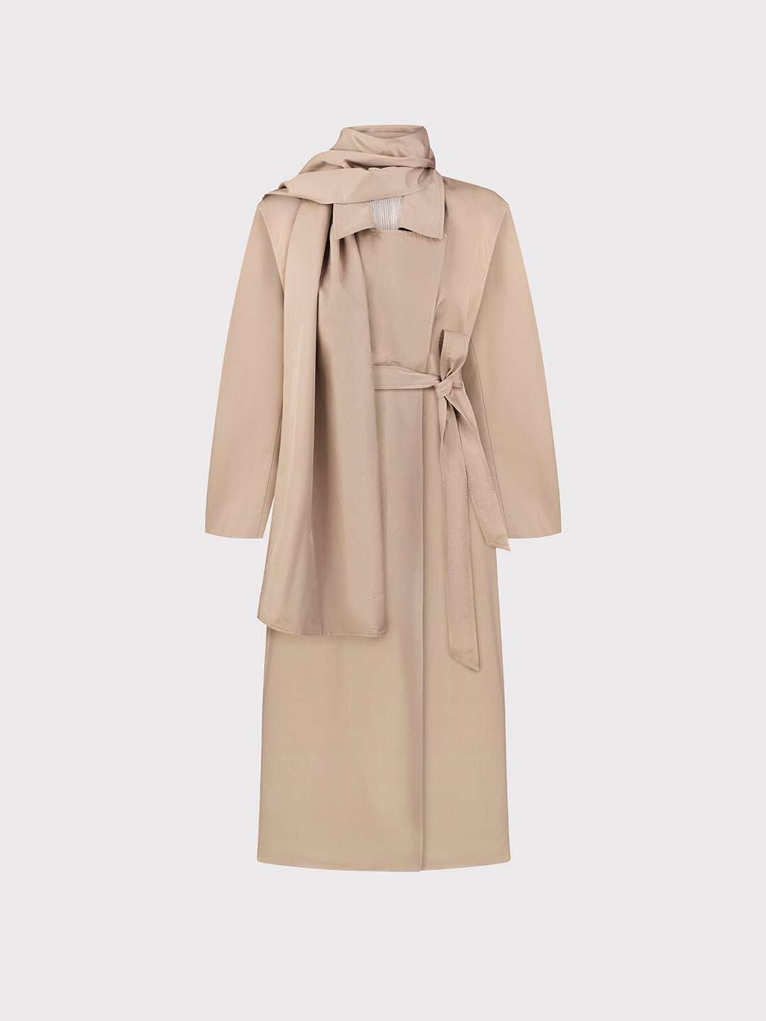 BEIGE TRENCH COAT WITH SCARF