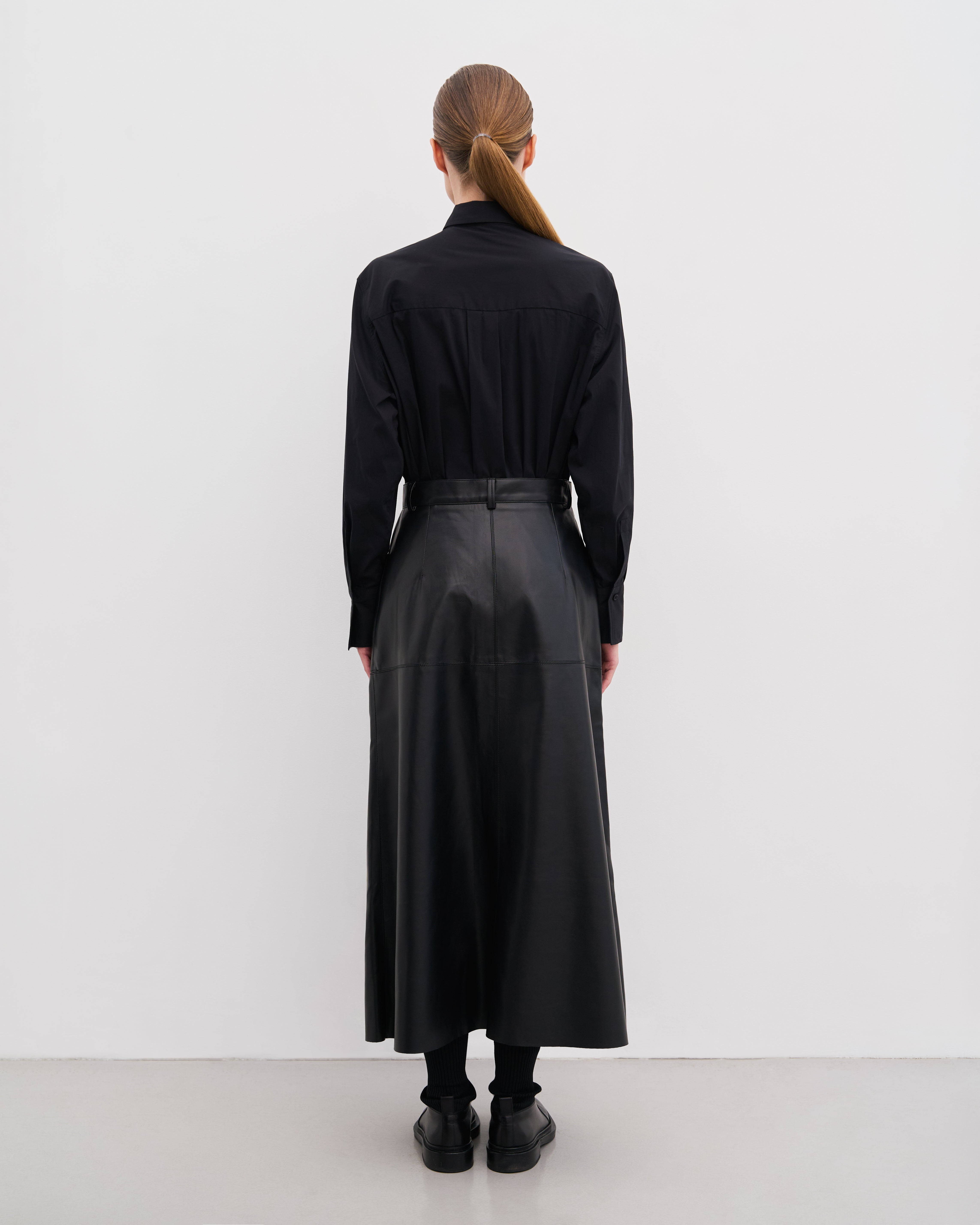 BLACK VEGAN LEATHER SKIRT