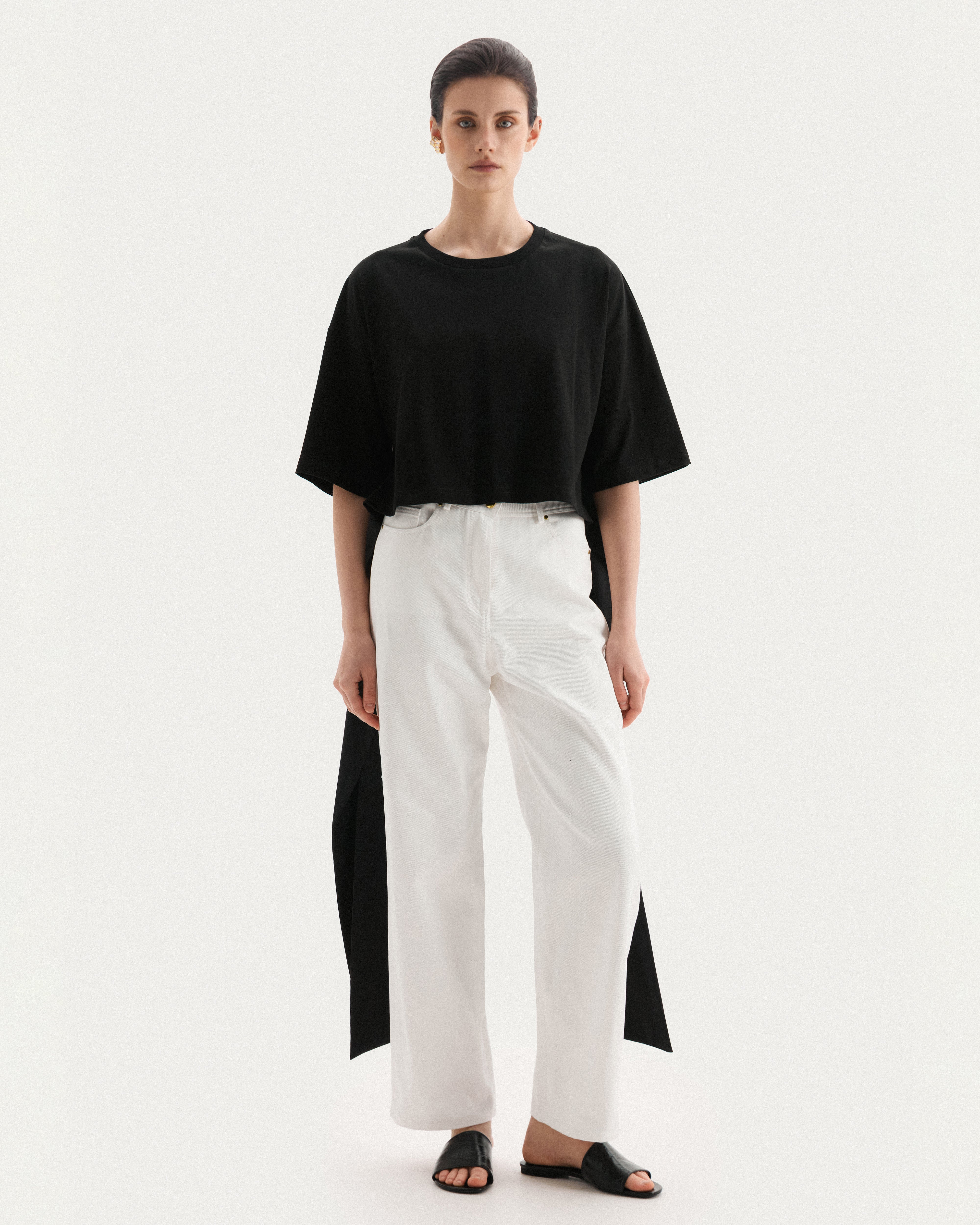 Black oversized back tie t-shirt