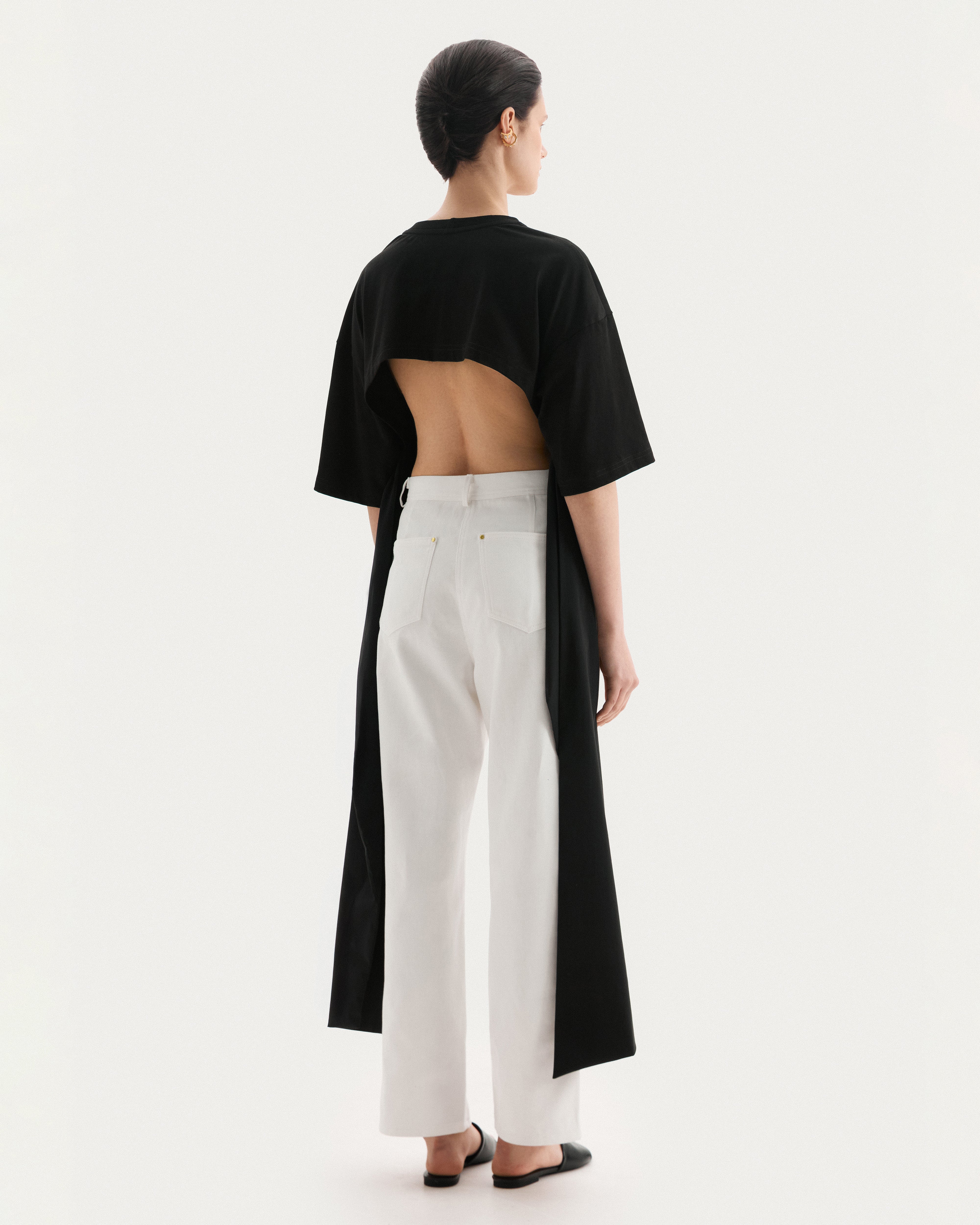 Black oversized back tie t-shirt