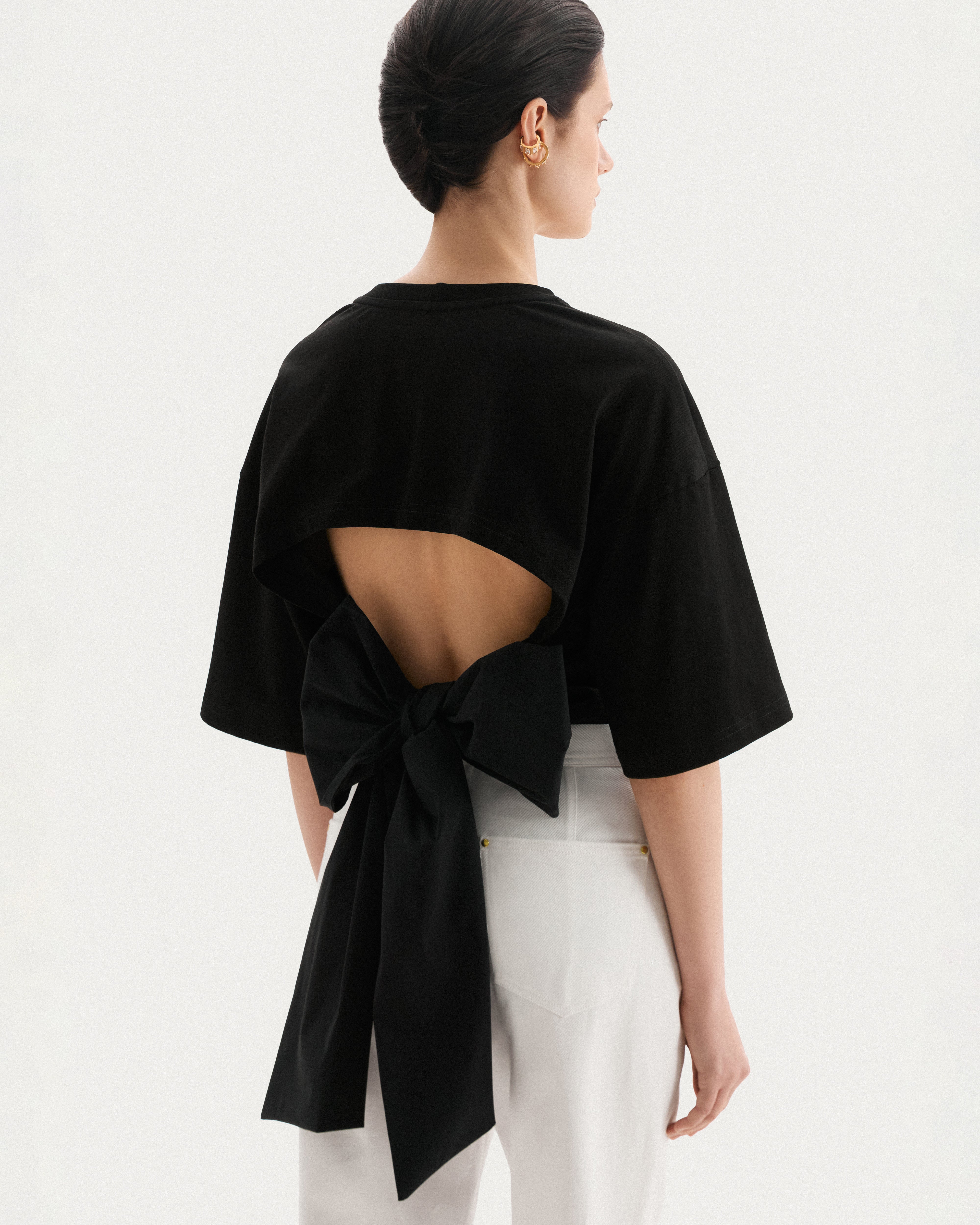 Black oversized back tie t-shirt