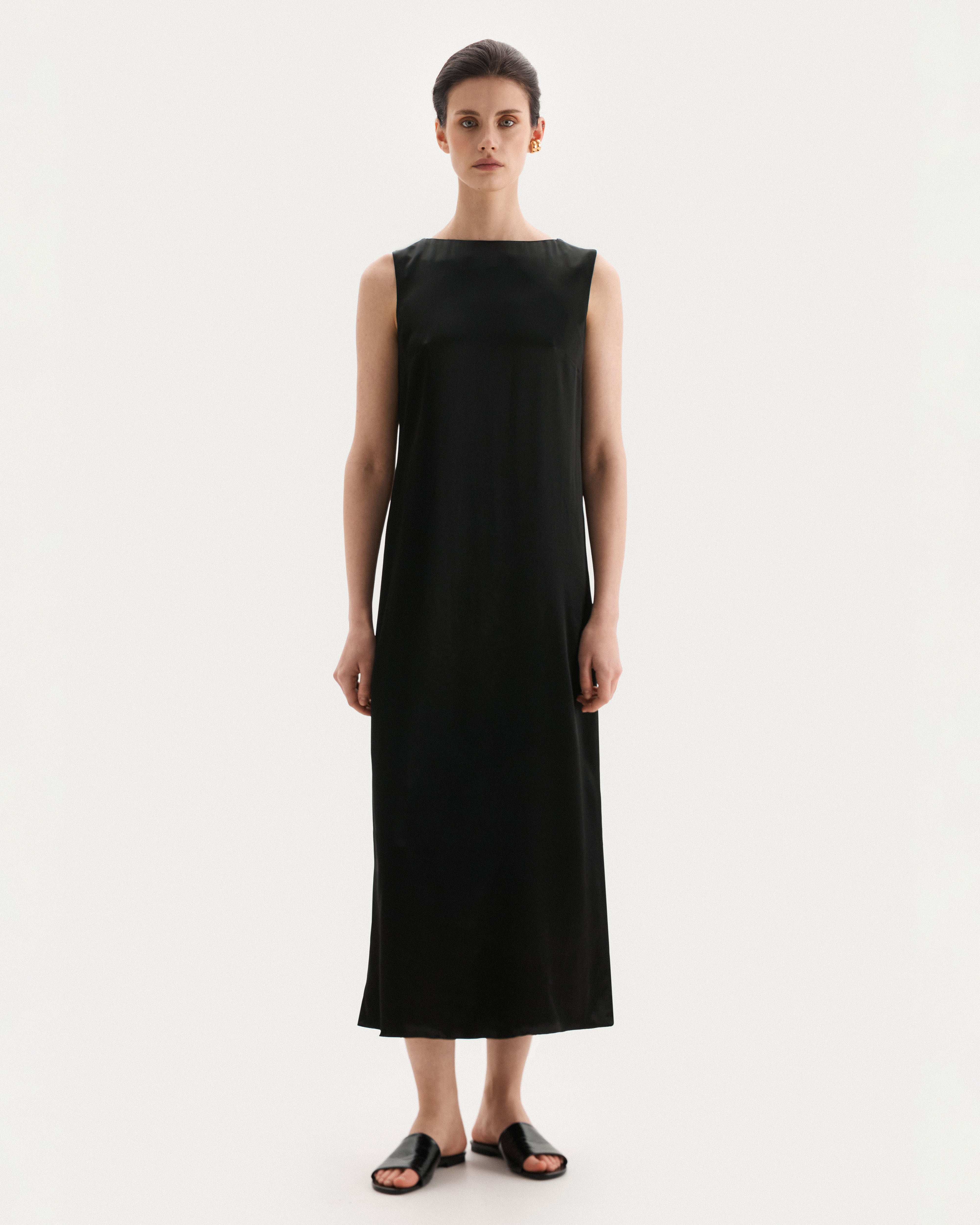 Black viscose a-line dress