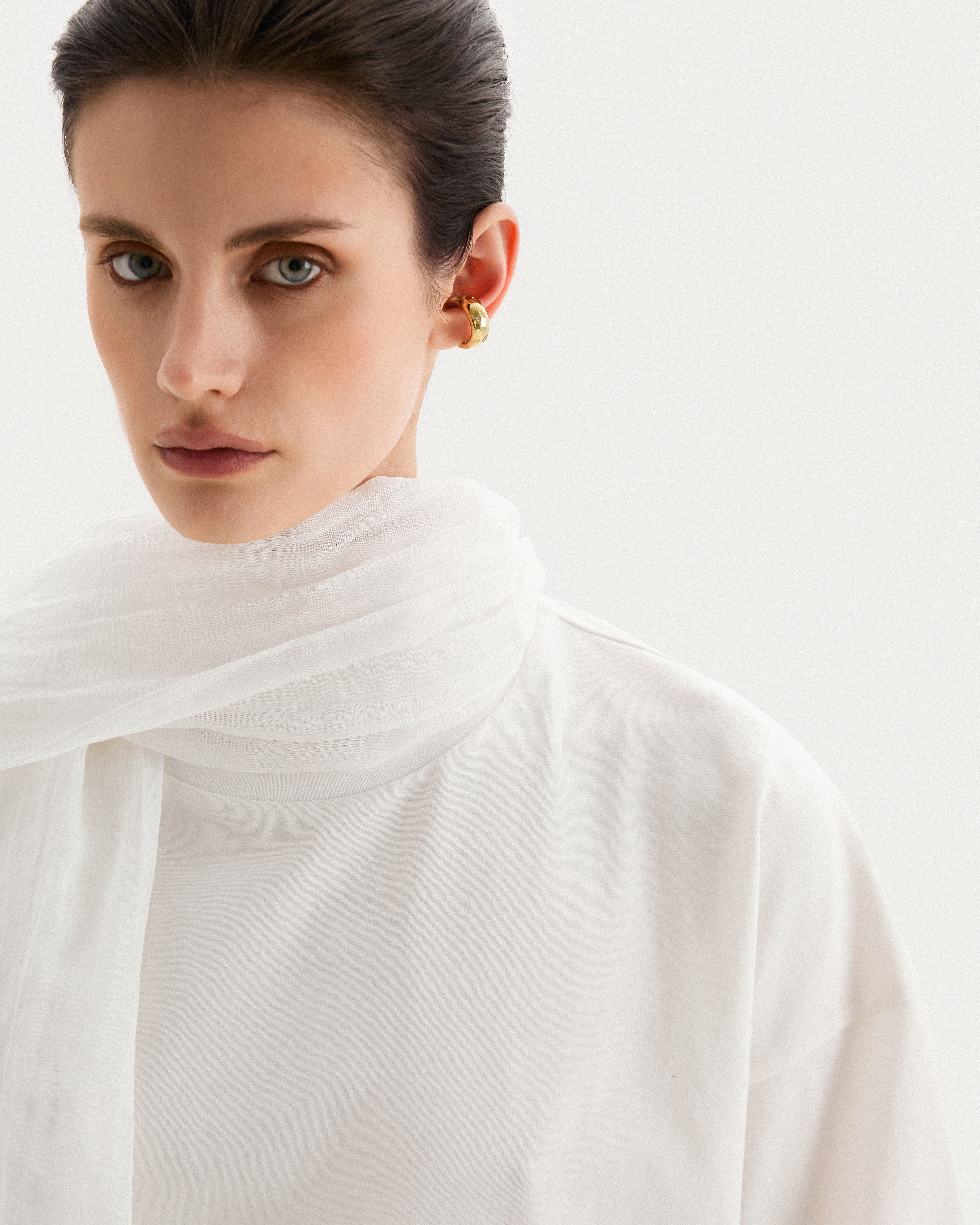 White semi-sheer scarf