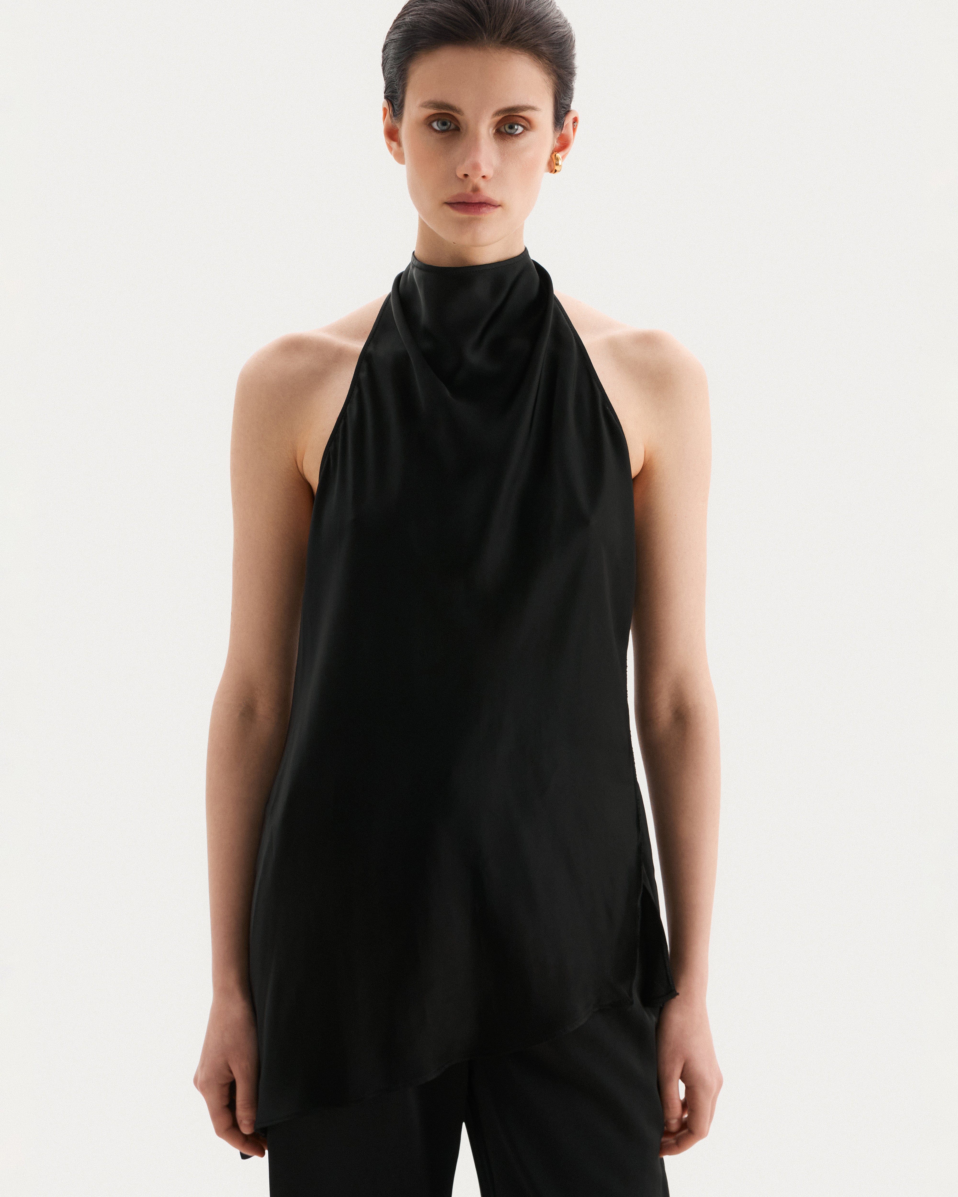 Black viscose halter top