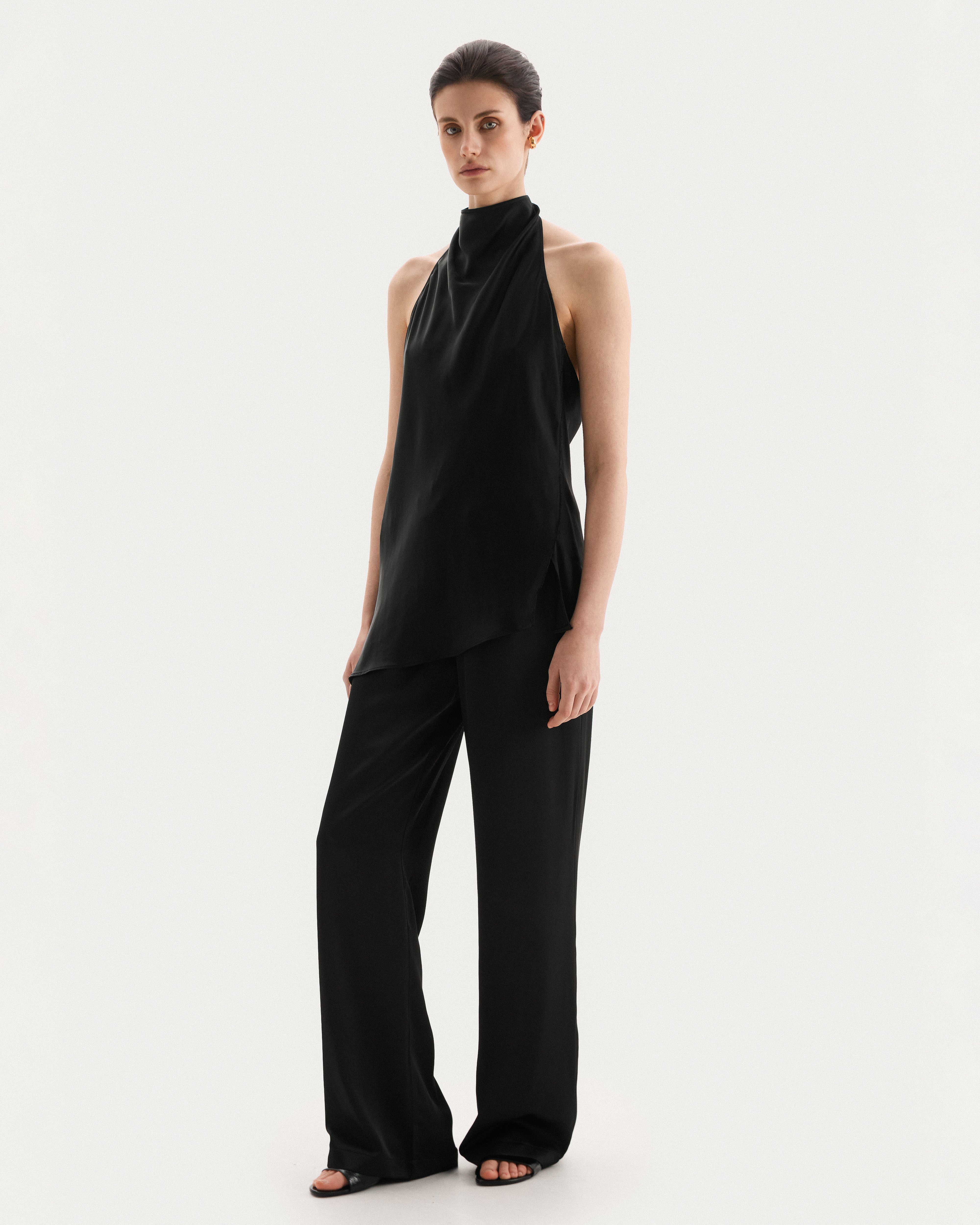 Black viscose trousers