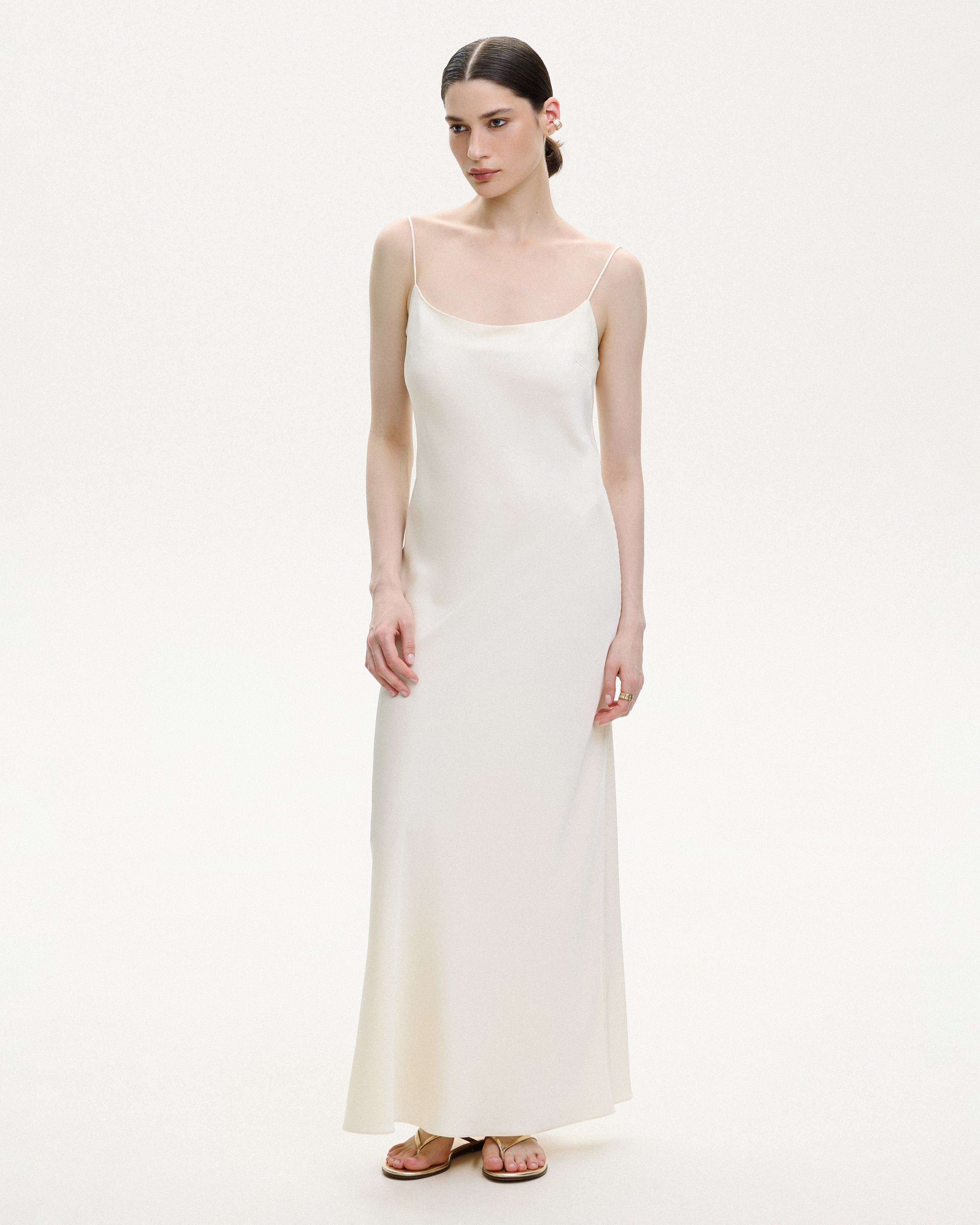 MILK SATIN SLIP DRESS