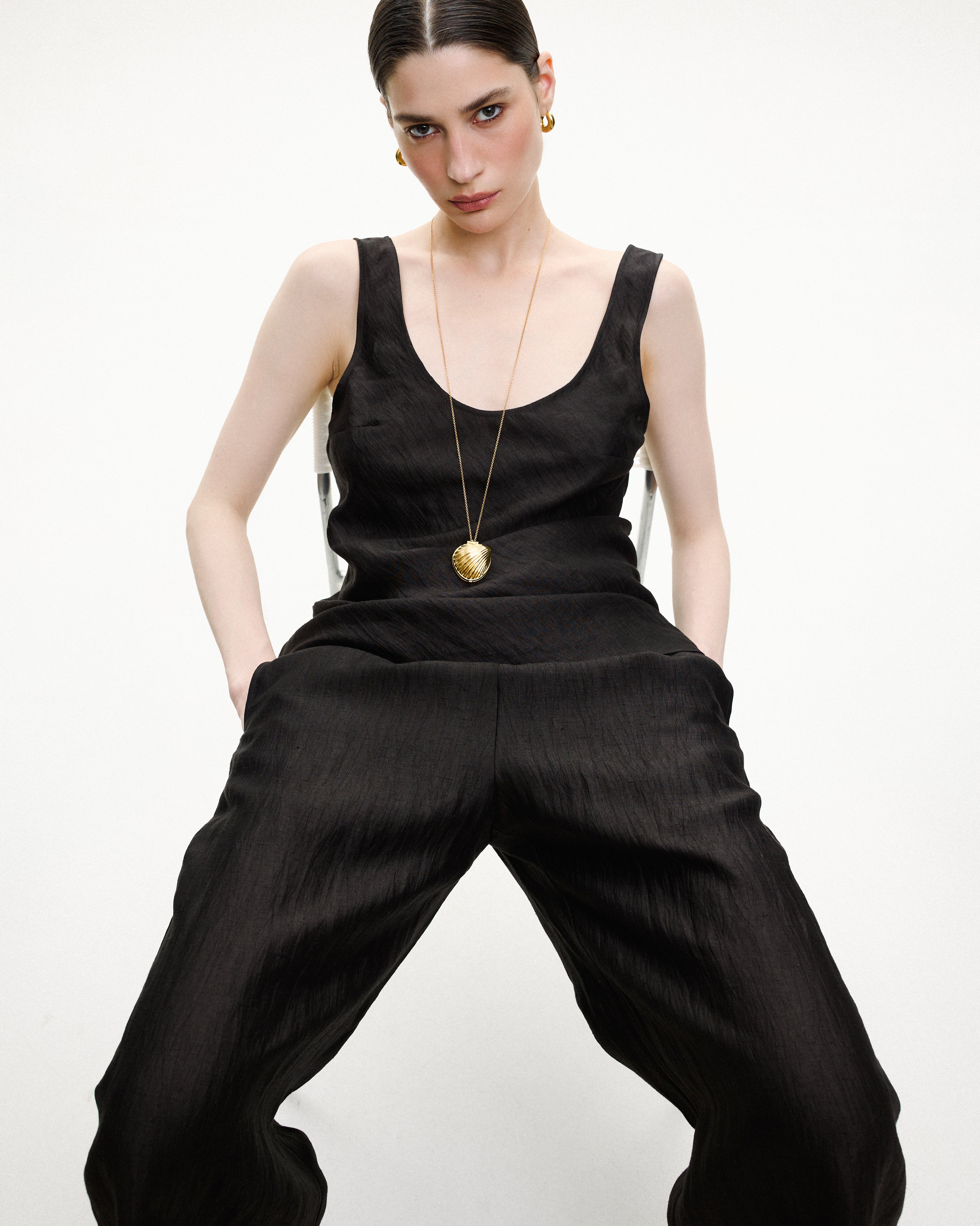BLACK LINEN CULOTTES