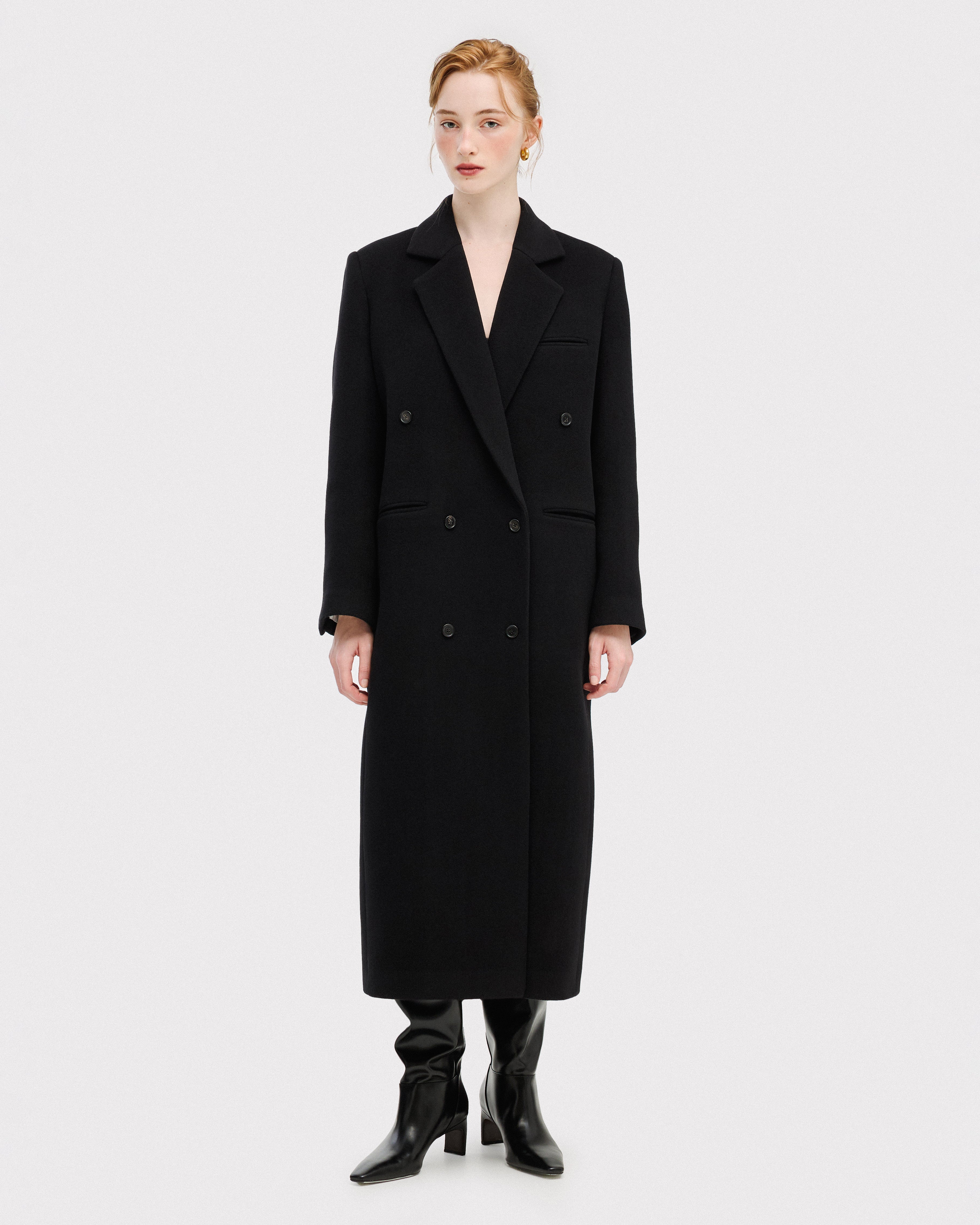 WOOL-CASHMERE BLEND DOUBLE-BREASTED COAT