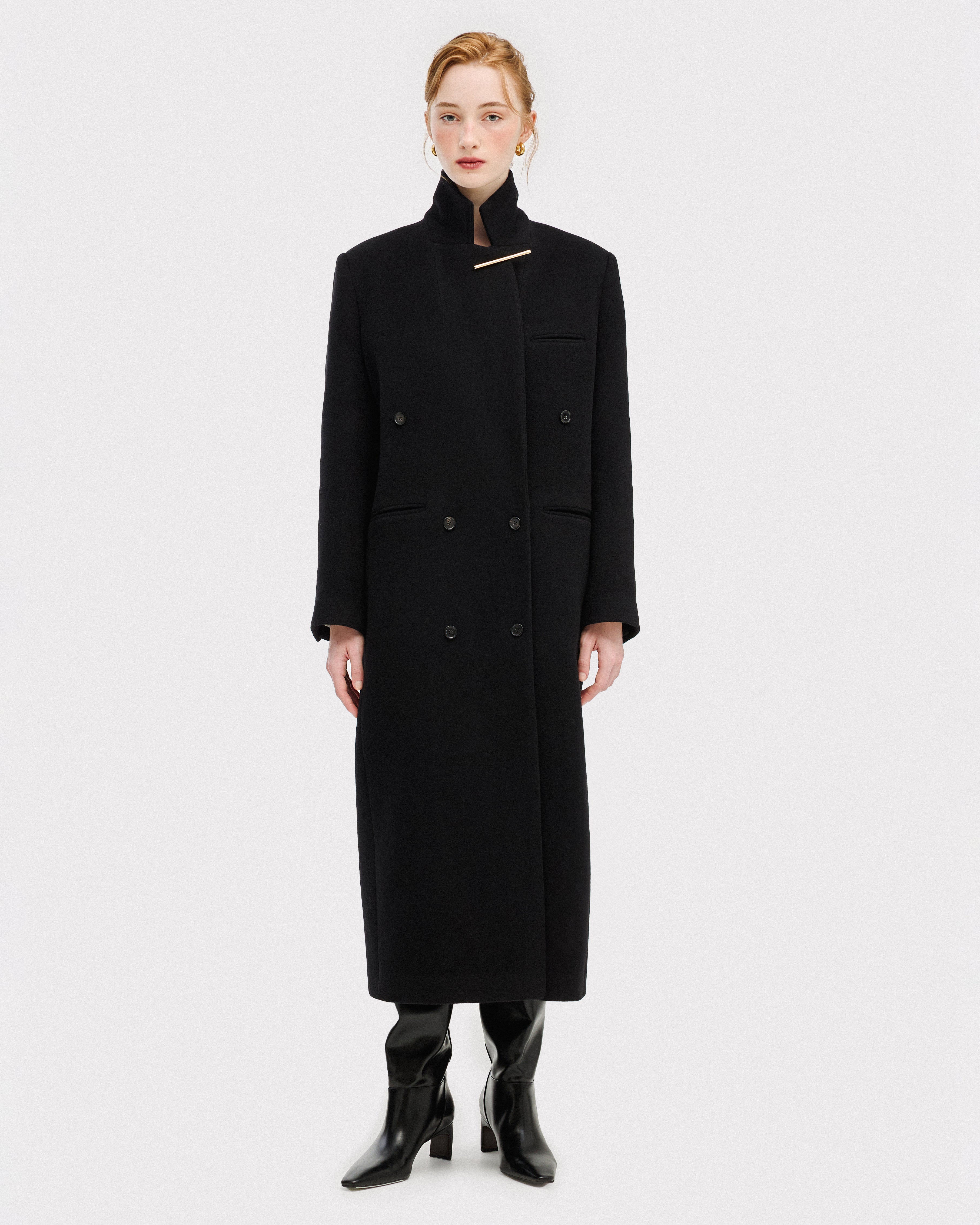 WOOL-CASHMERE BLEND DOUBLE-BREASTED COAT