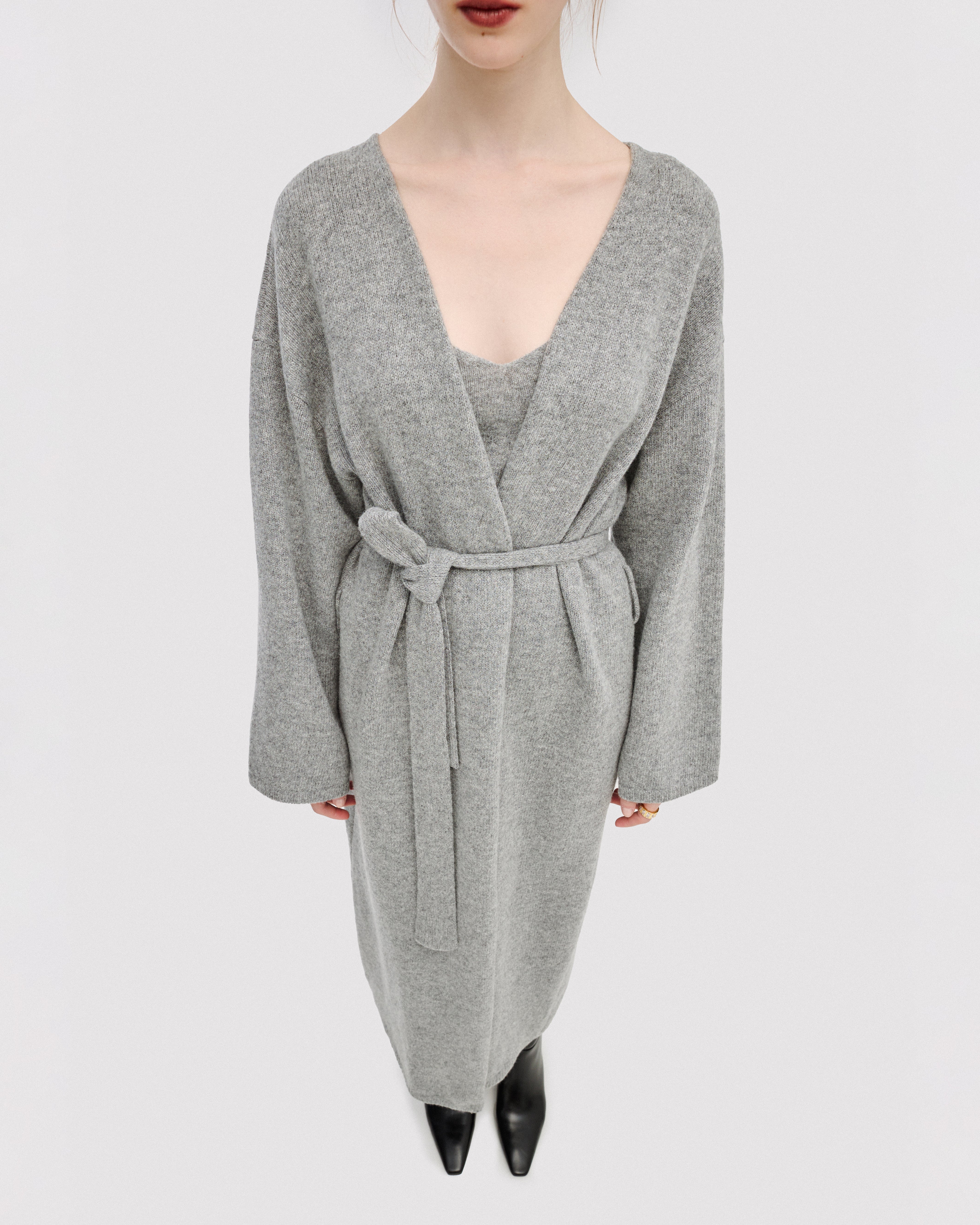 GREY LONG CARDIGAN