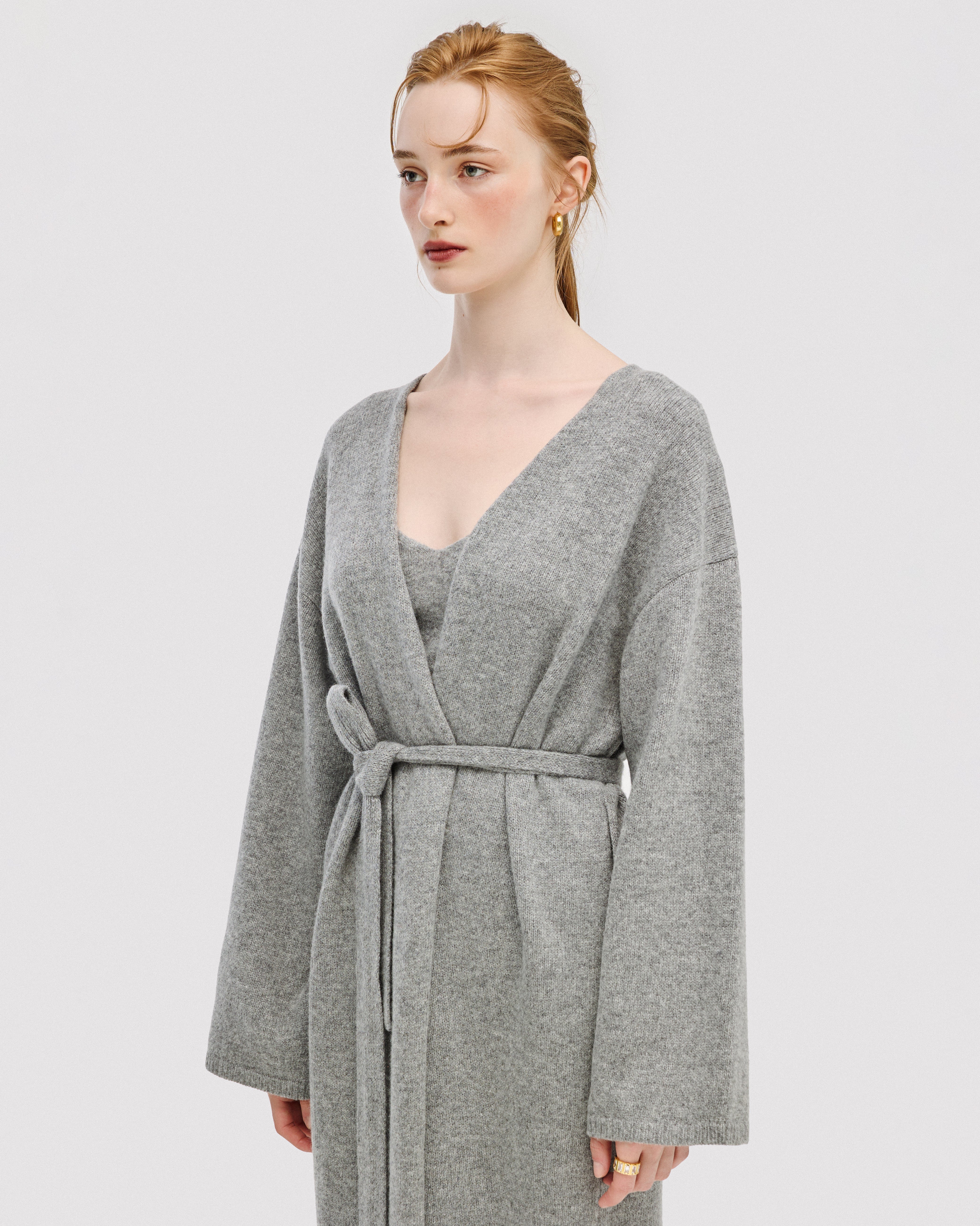 GREY LONG CARDIGAN