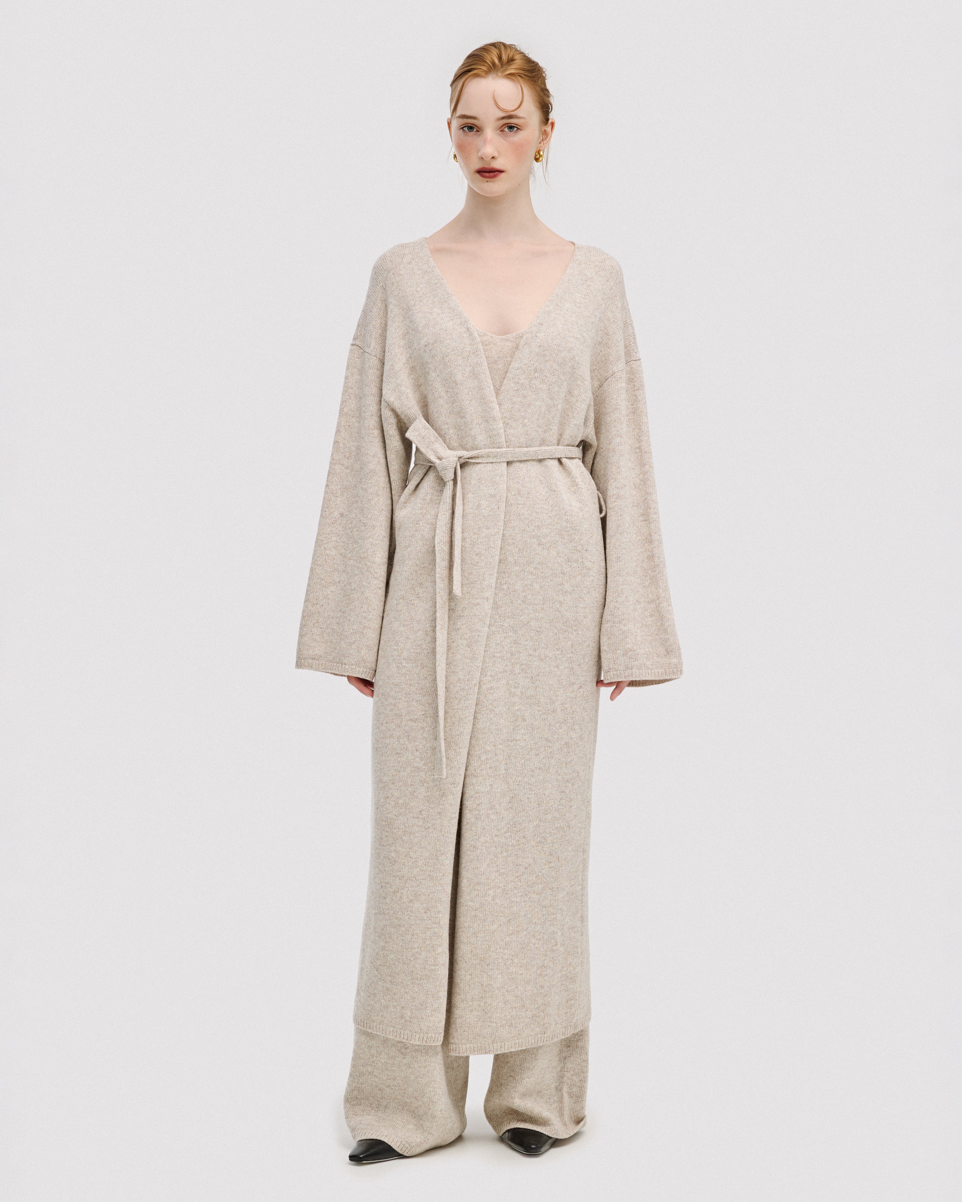 LIGHT TAUPE LONG CARDIGAN