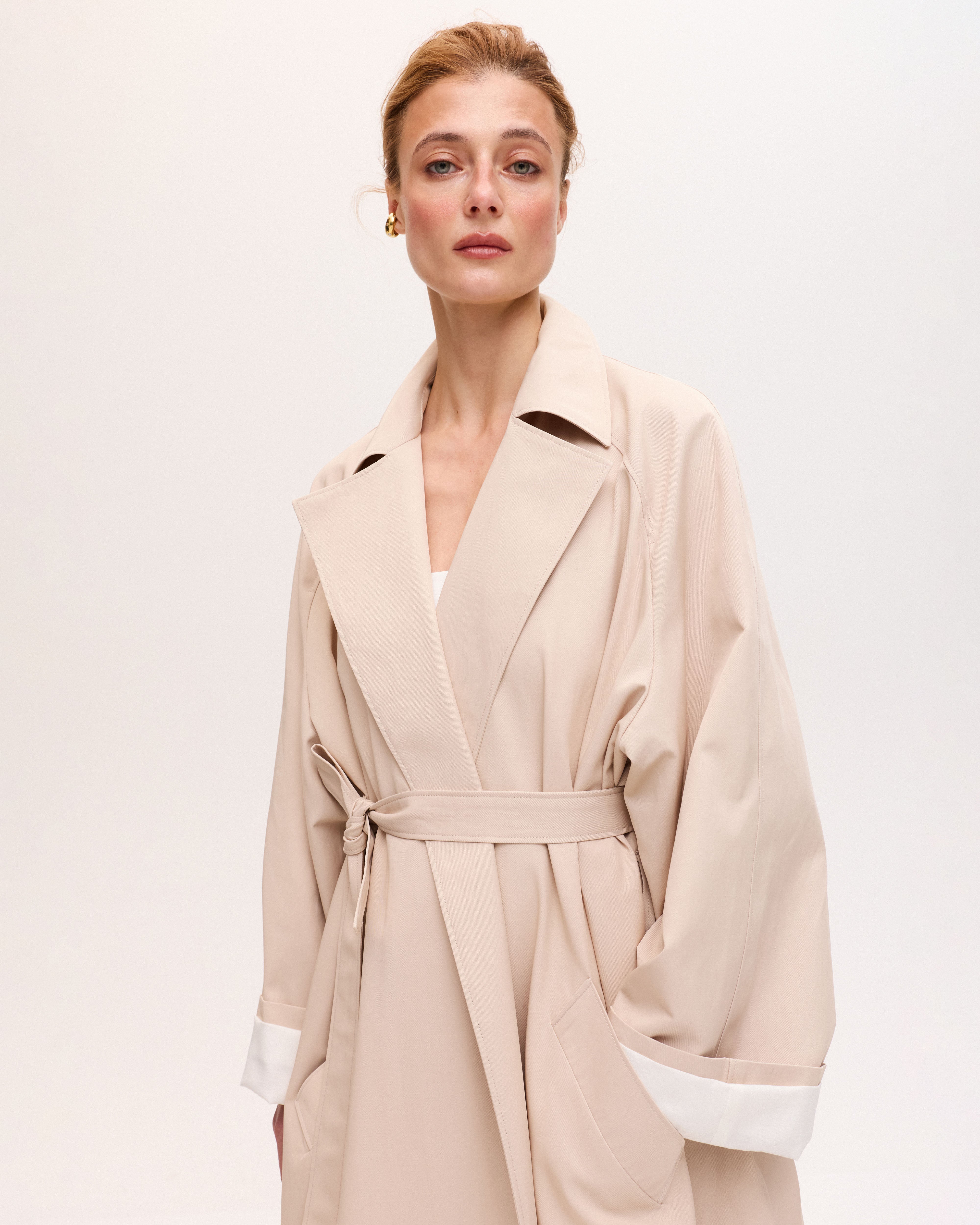 Beige summer trench coat