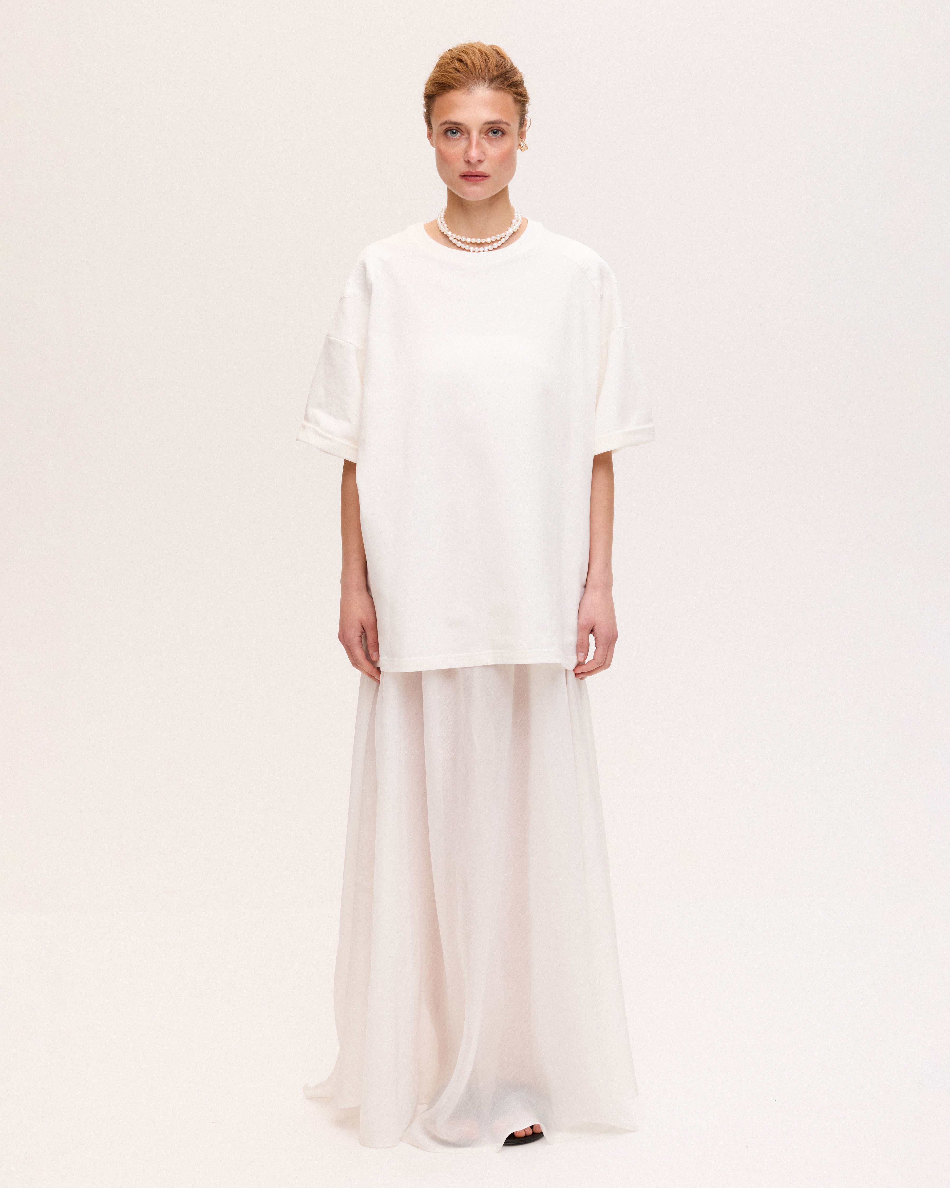 White sheer maxi skirt