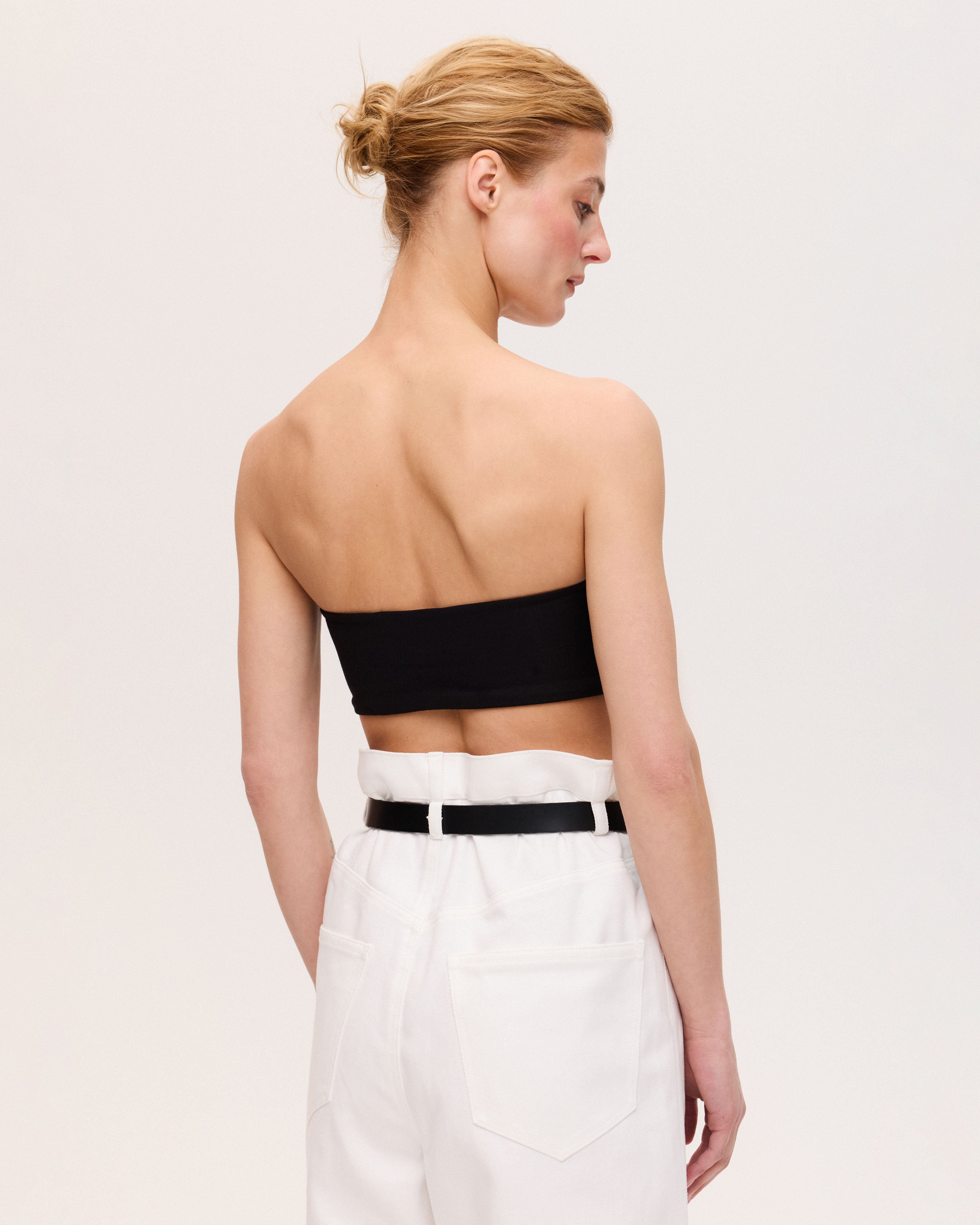 White paperbag waist jeans