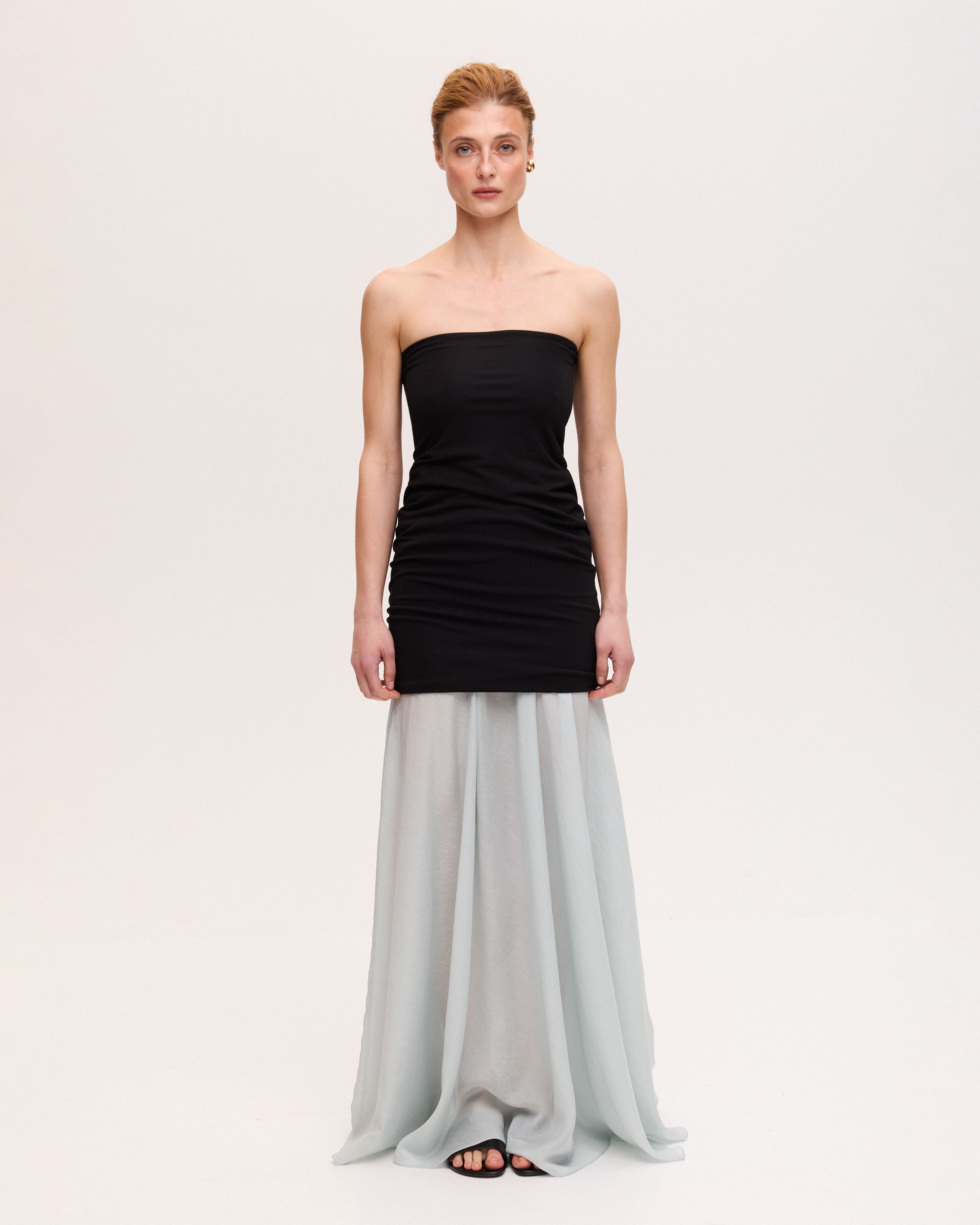 Light blue sheer maxi skirt